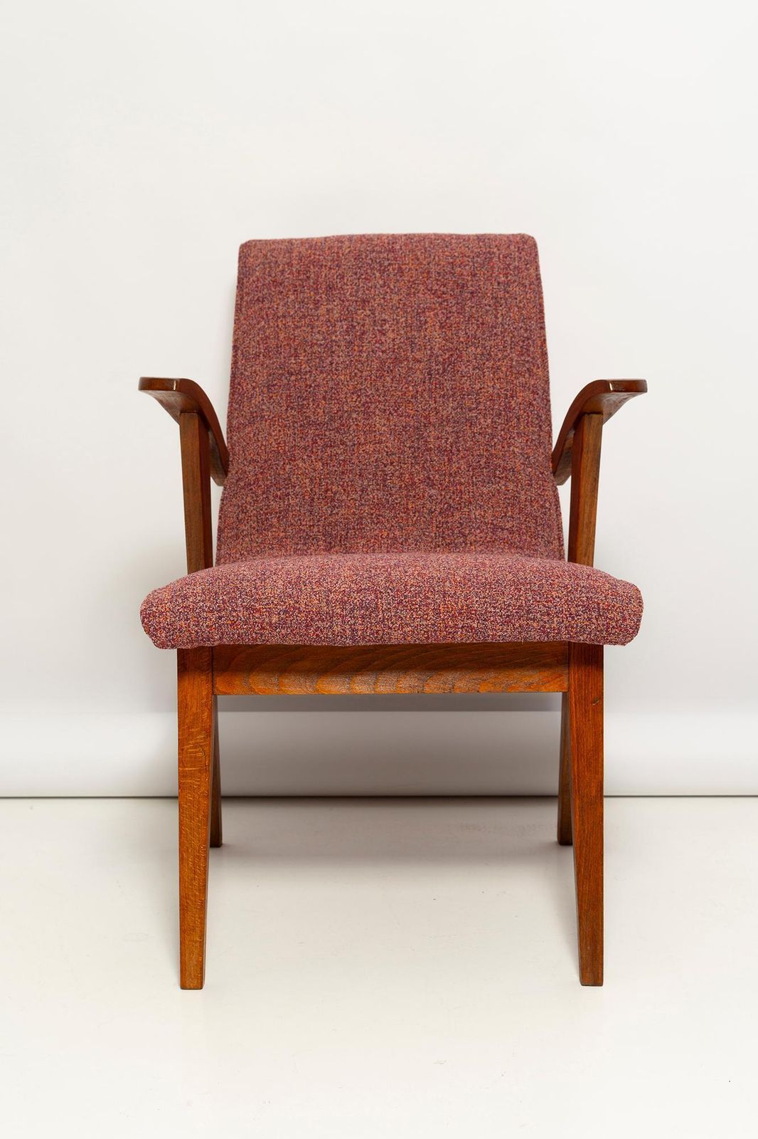 photo vinterior Zes Mid Century Vintage Fauteuils In Paars Melange, Ontwerp M. Puchala, Europa, Jaren 1960