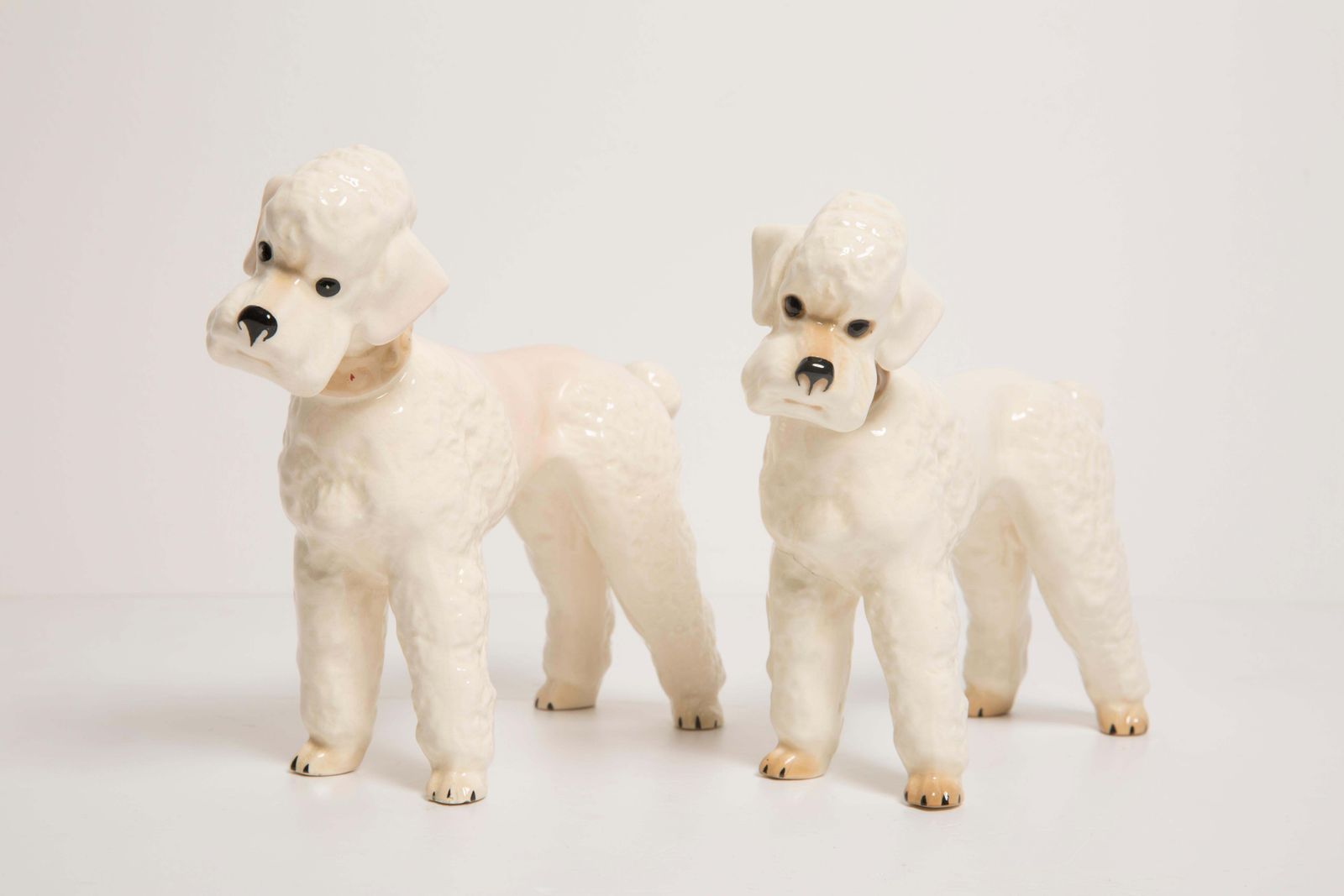 Pair Of Mid Century White Poodle Dogs Sculptures, Italy, 1960s photo for sale