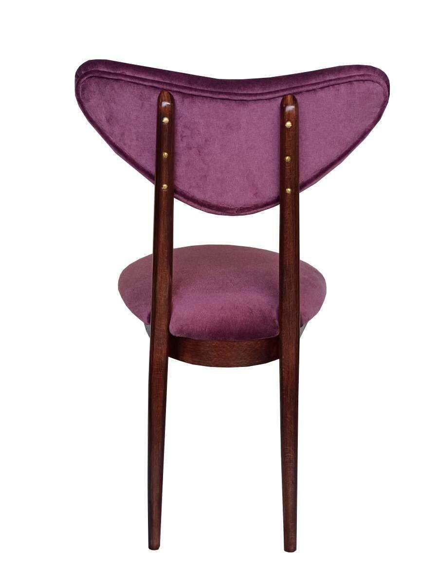 Mid Century Fauteuil Met Pruimpaars Fluweel En Walnoothouten Frame, Polen, Ca. Jaren 1960 photo for sale