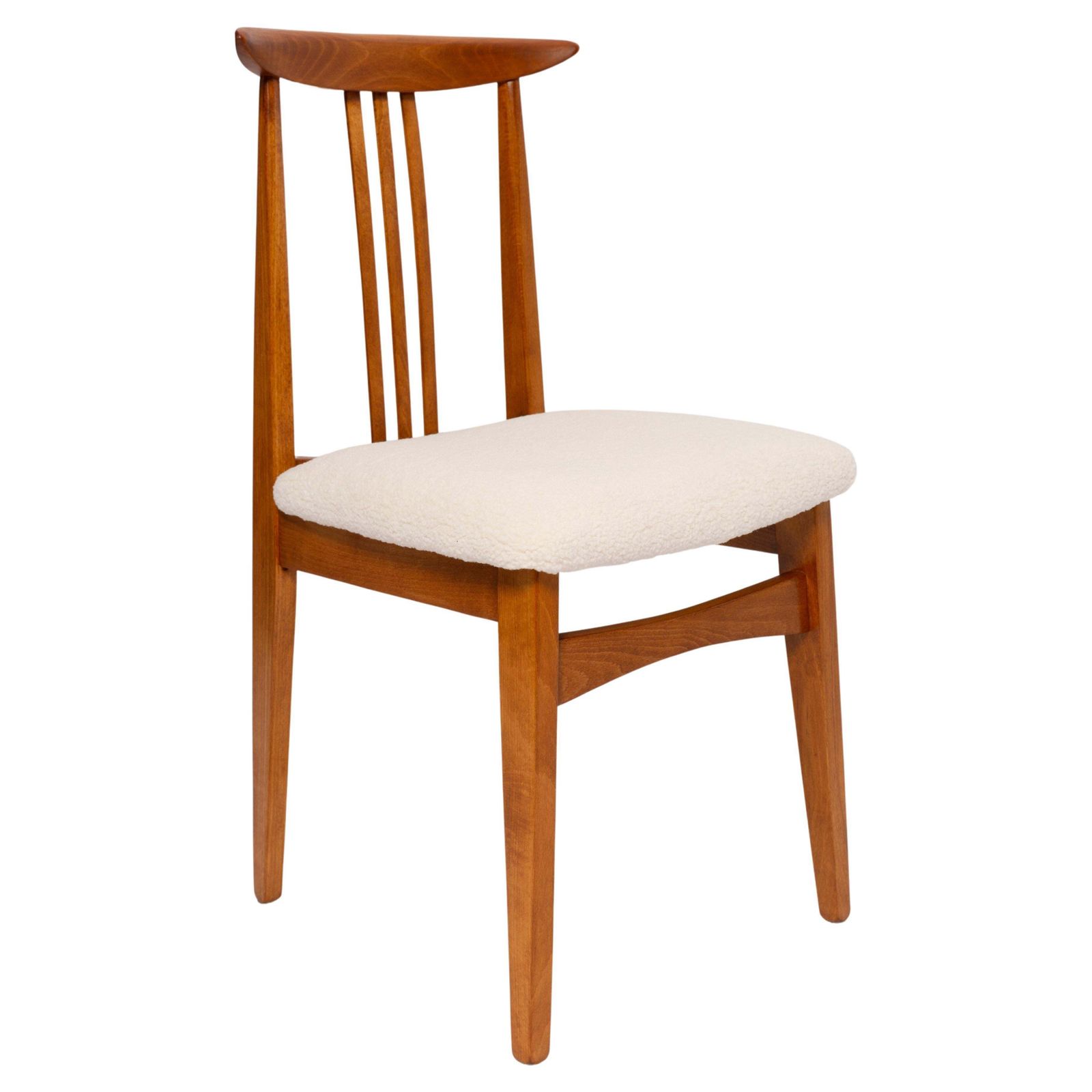 Mid Century Cream Ivory Boucle Chair, Designed By M. Zielinski, Europe, 1960s