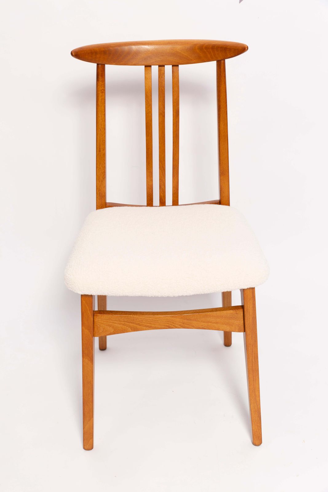 Mid Century Cream Ivory Boucle Chair, Designed By M. Zielinski, Europe, 1960s photo for sale