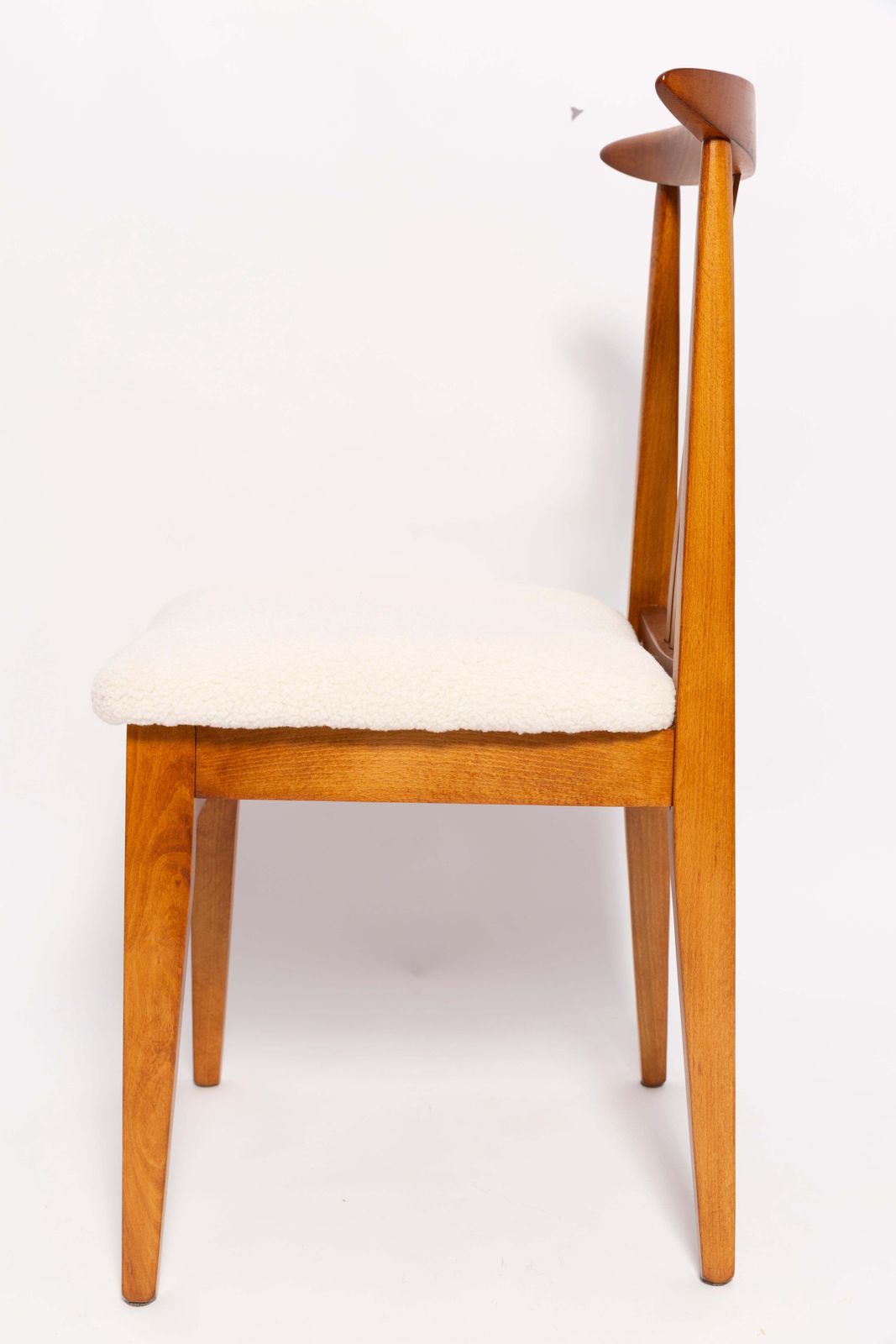 Mid Century Cream Ivory Boucle Chair, Designed By M. Zielinski, Europe, 1960s photo vintage