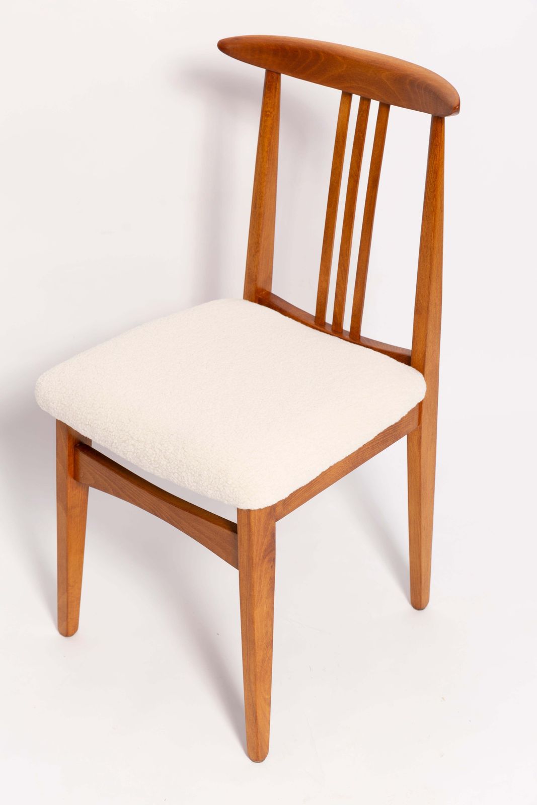 photo furniture Mid Century Cream Ivory Boucle Chair, Designed By M. Zielinski, Europe, 1960s