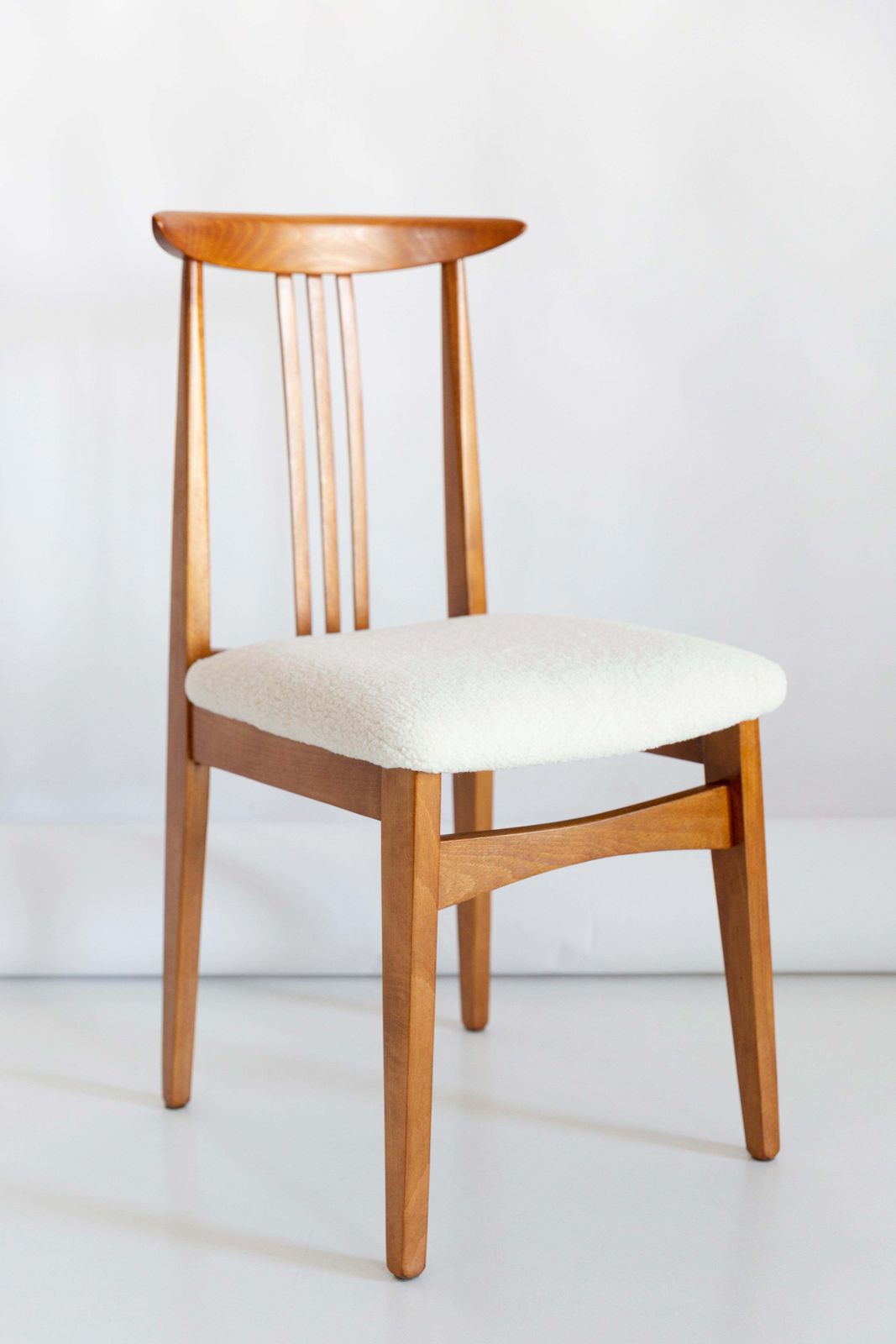 Mid Century Modern Light Boucle Chair, Designed By M. Zielinski, Europe, 1960s photo for sale