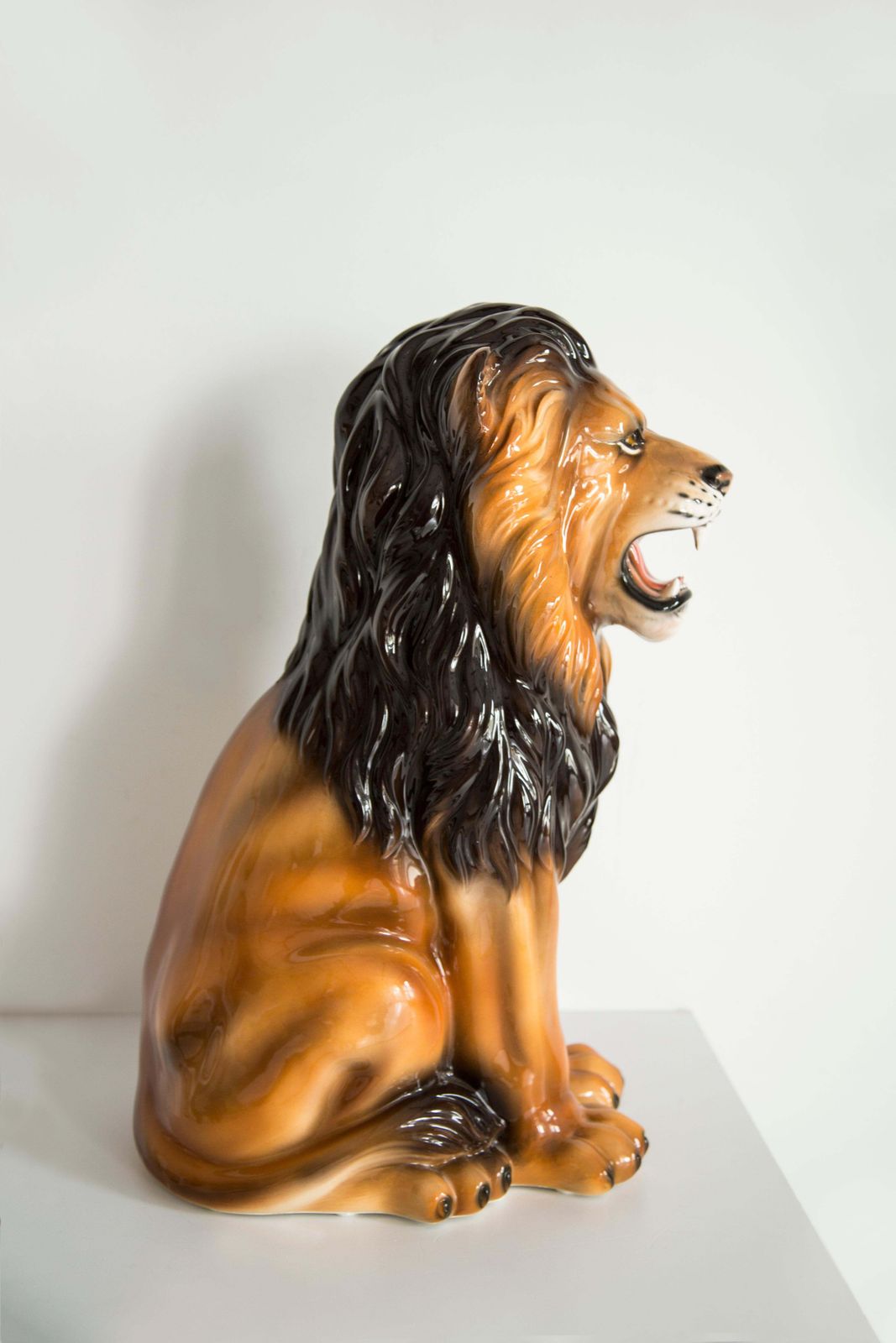 Mid Century Hand Painted Ceramic Lion Sculpture, Italy, 1960s photo buy