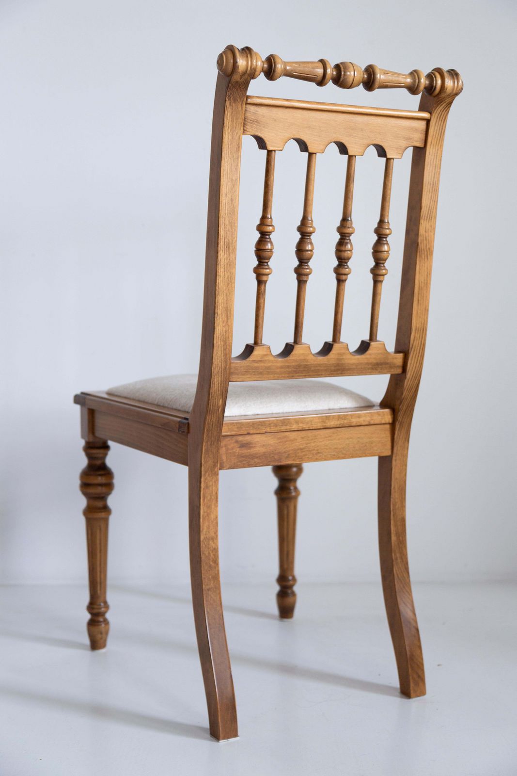 photo for sale Mid Century Unique Chair, White Chenille, Oak Wood, Europe, 1960s