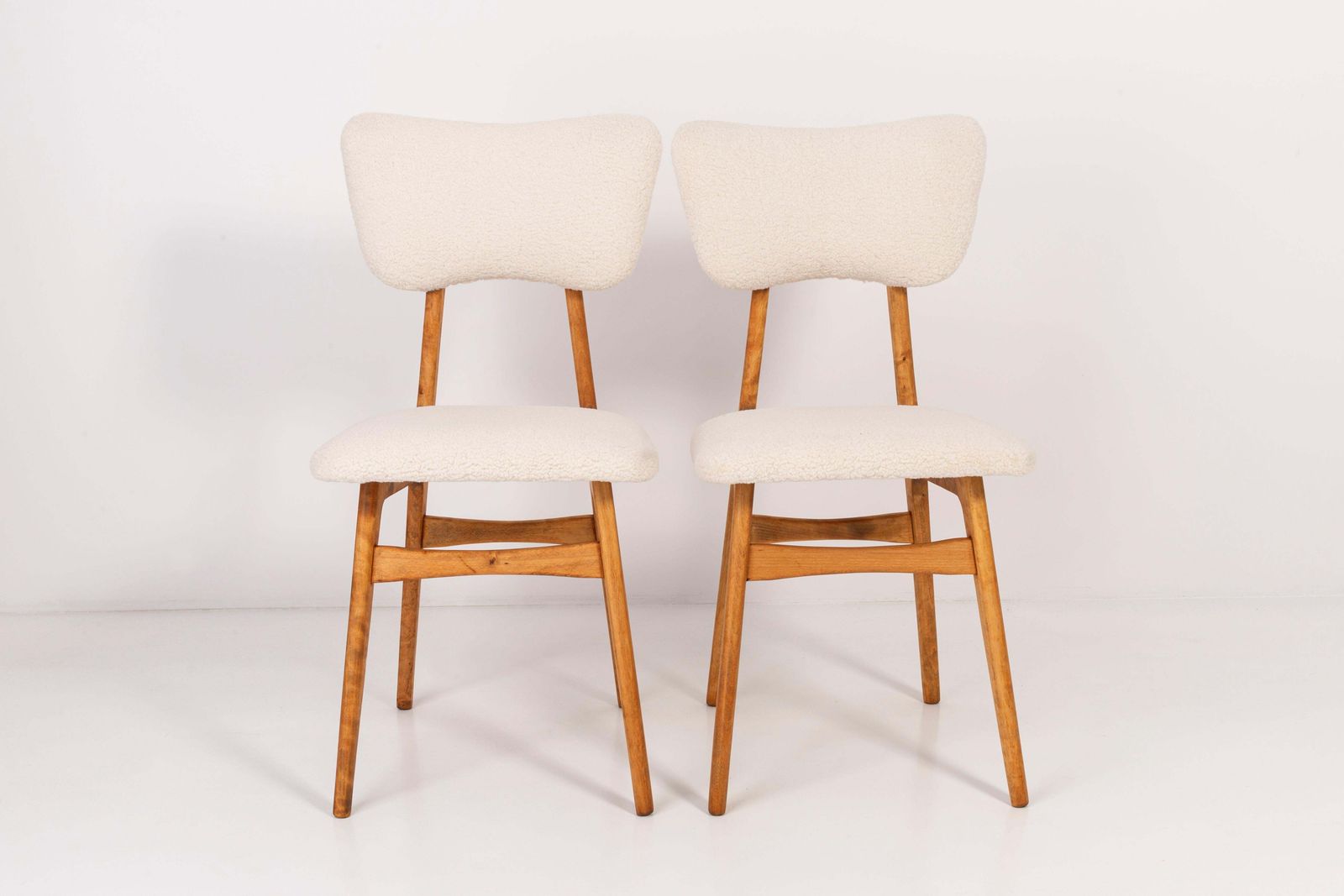 Set Of Two 20th Century Light Crème Boucle Chairs, 1960s photo furniture