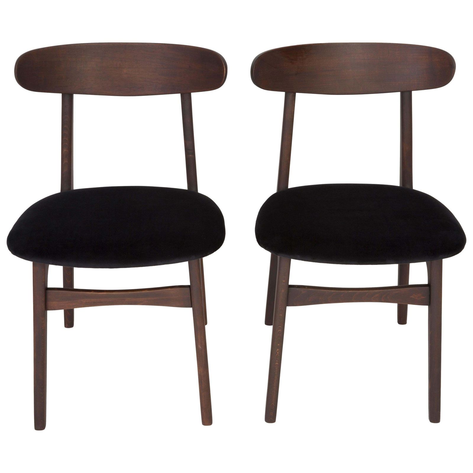 Set Of Two 20th Century Black Velvet Chairs, 1960s