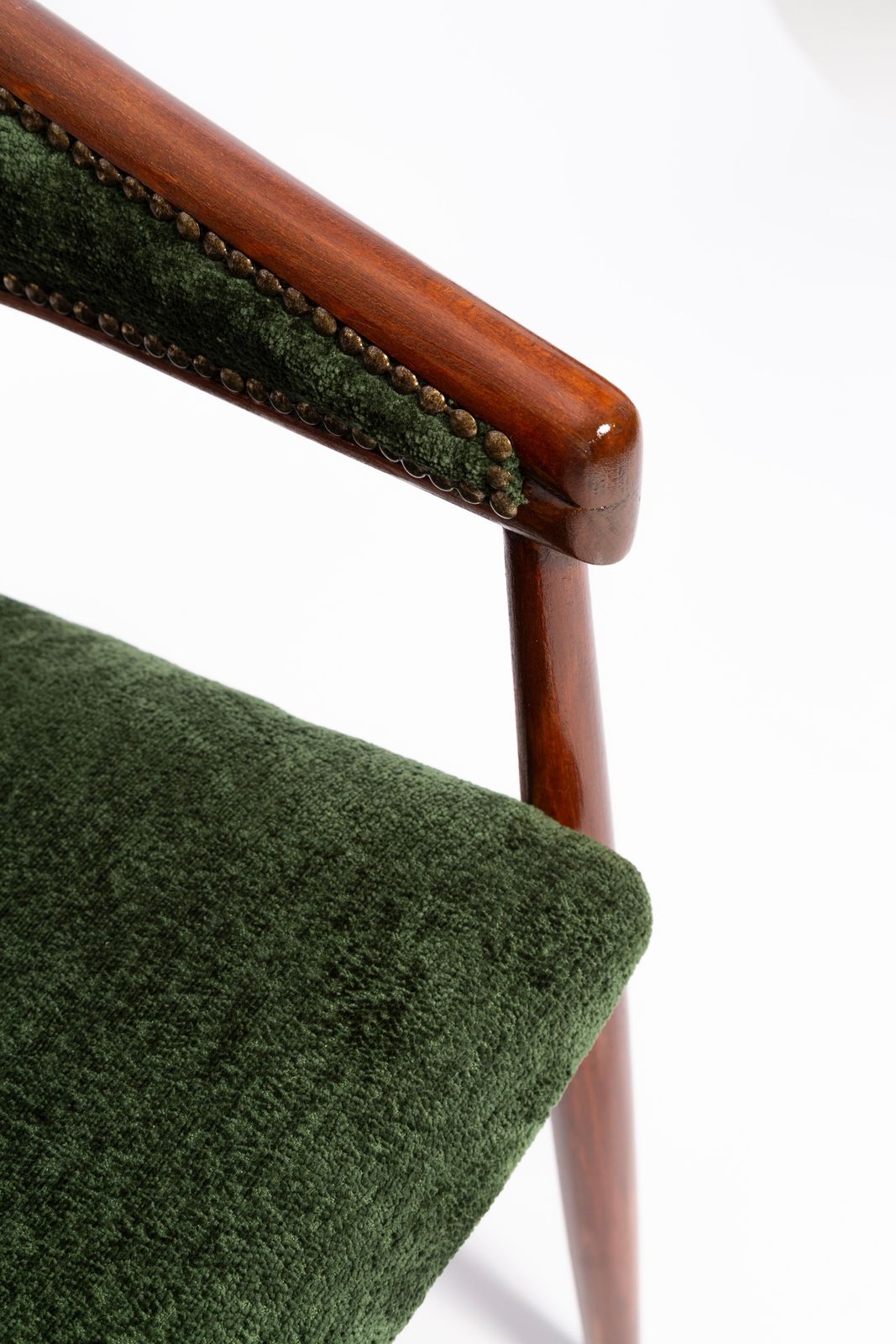 photo buy Mid Century James Mont Gebogen Beuken "King Cole" Fauteuil, Donkergroen Fluweel, Jaren 1960