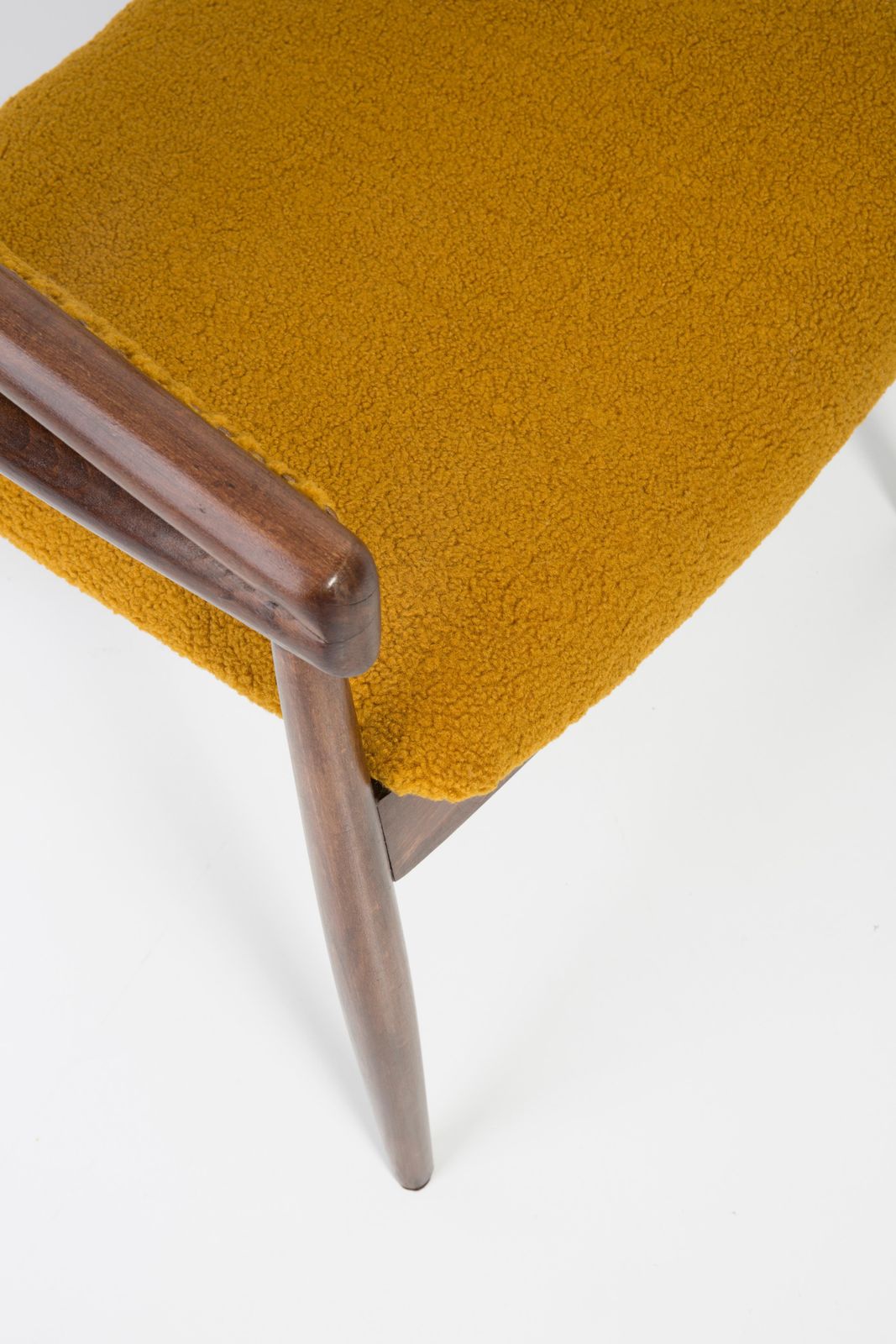 Mid Century James Mont Bent Beech Armchair, Yellow Ochra Boucle, 1960s photo Furniture