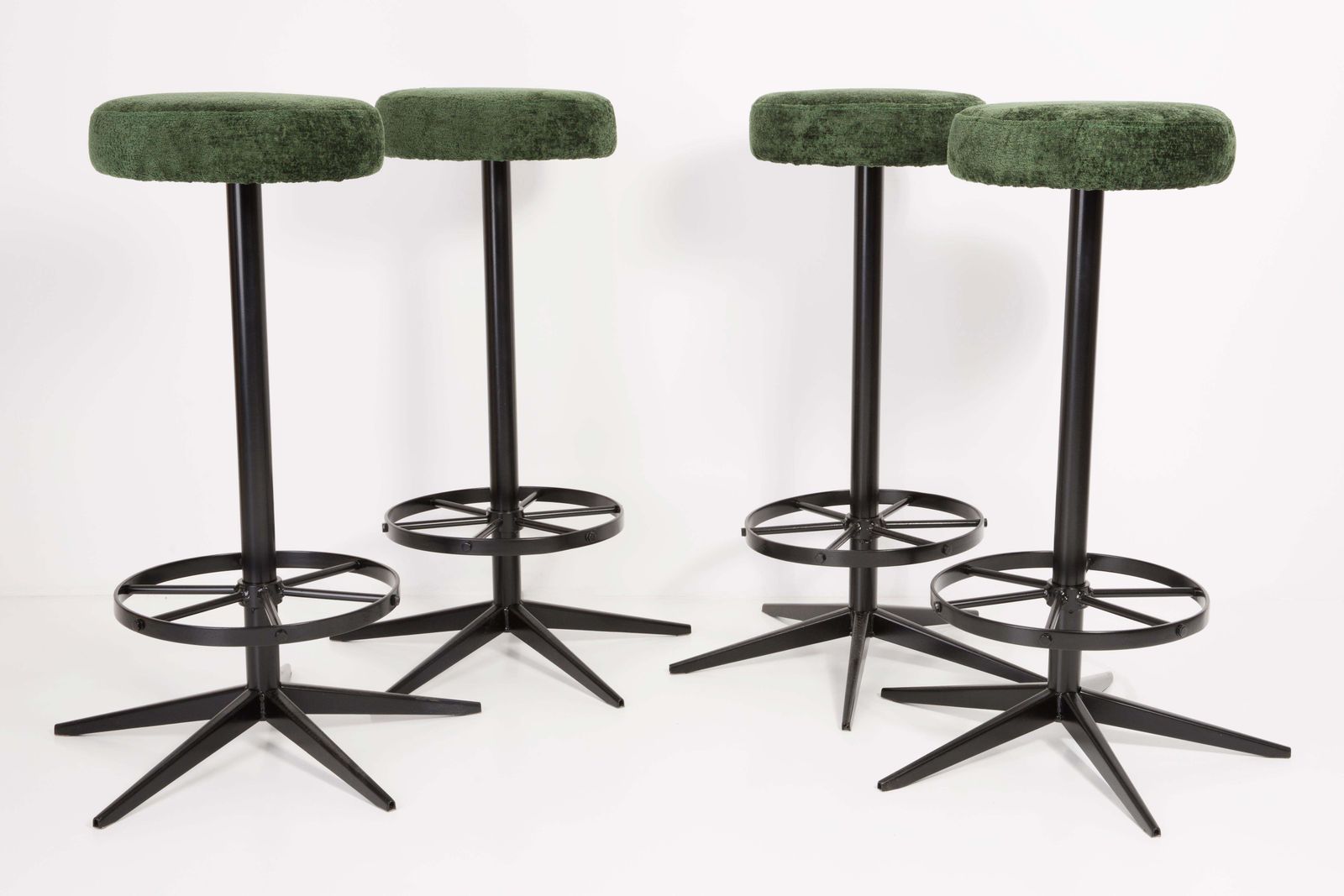 Set Of Four Mid Century Modern Dark Green Bar Stools, 1960s photo furniture