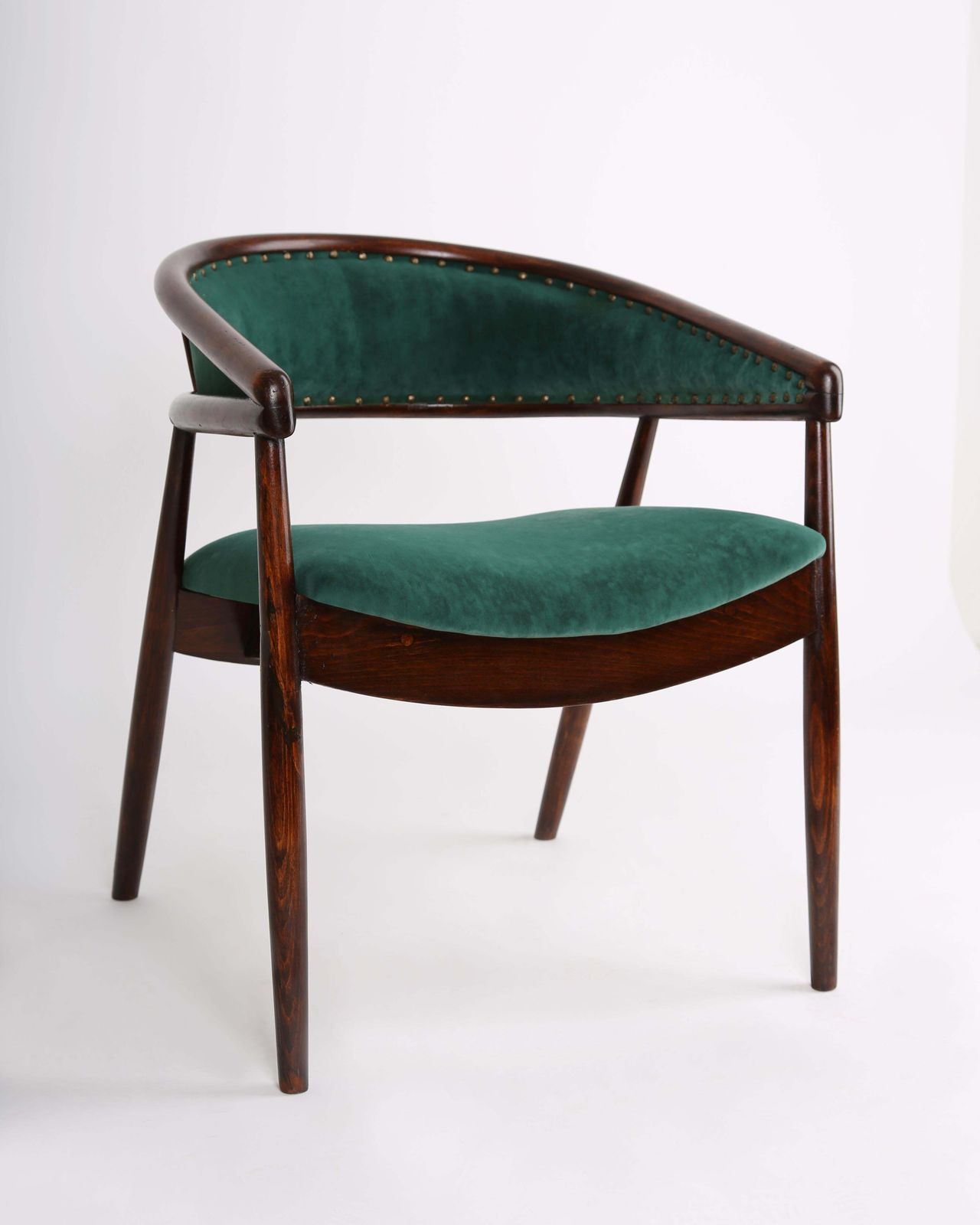 Set Of Two James Mont Style Bent Beech Armchairs, Dark Green, B 3300 Type, 1960s photo for sale