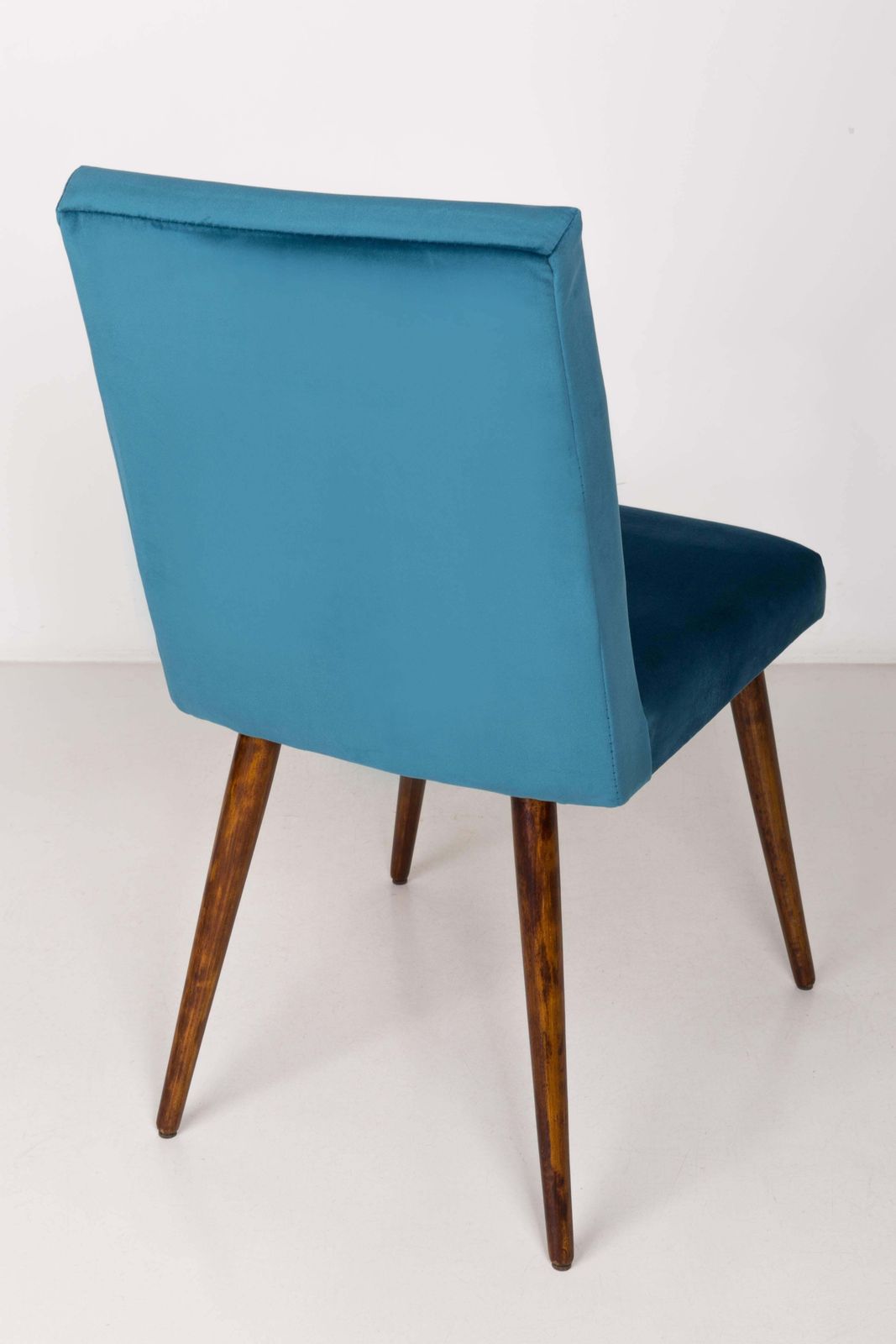 Set Of Six 20th Century Petrol Blue Velvet Chairs, 1960s photo for sale