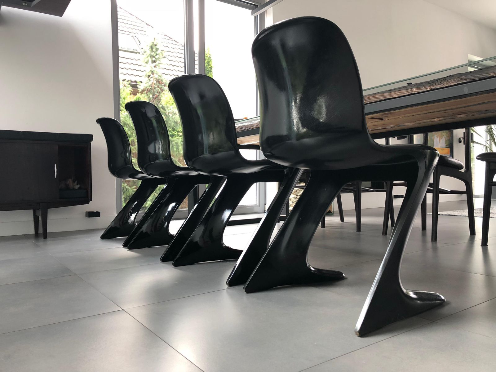 photo for sale Set Of Four Kangaroo Chairs Designed By Ernst Moeckl, Germany, 1968