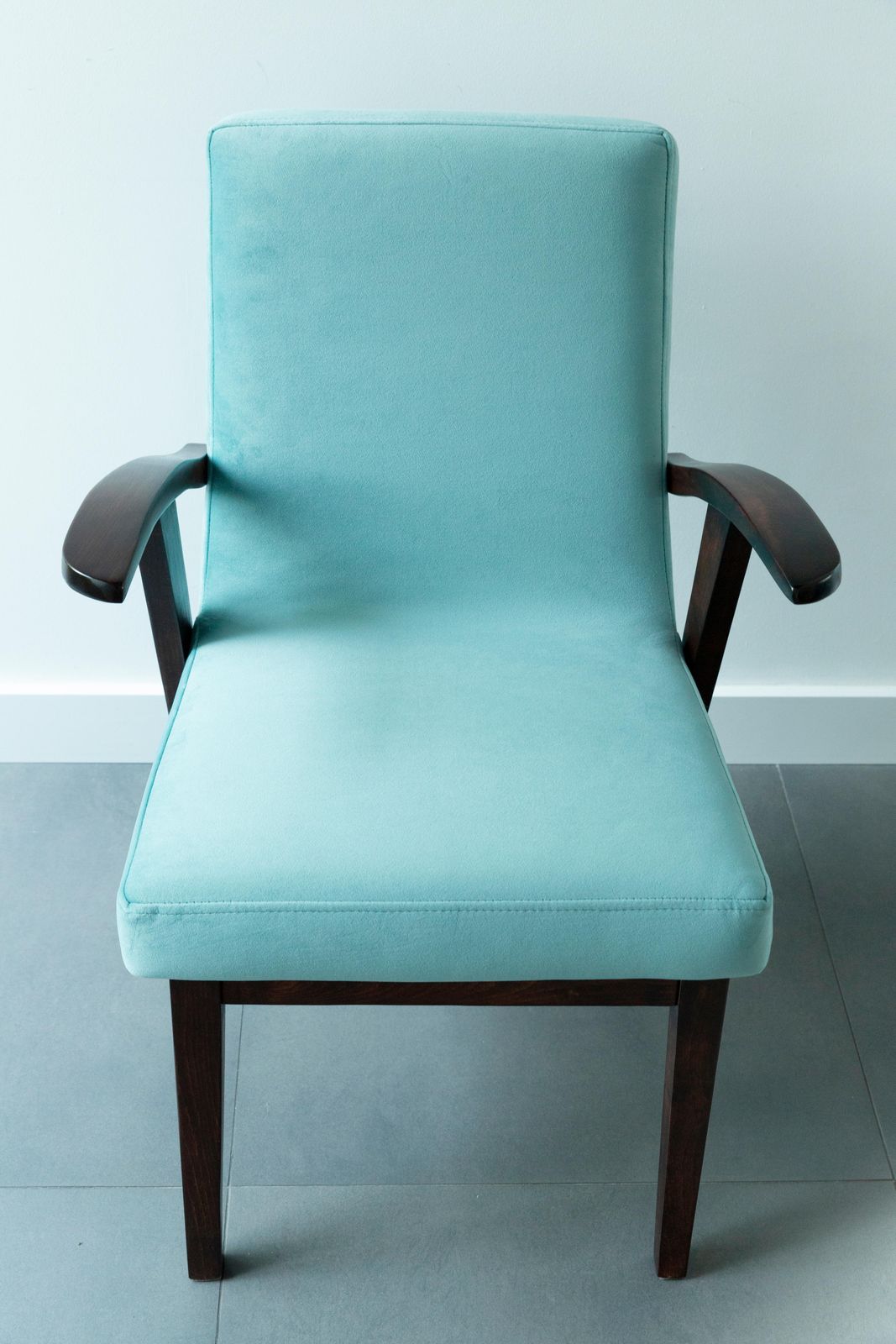 Set Of Four Vintage Chairs In Pastel Velvet By Mieczyslaw Puchala, 1960s photo buy