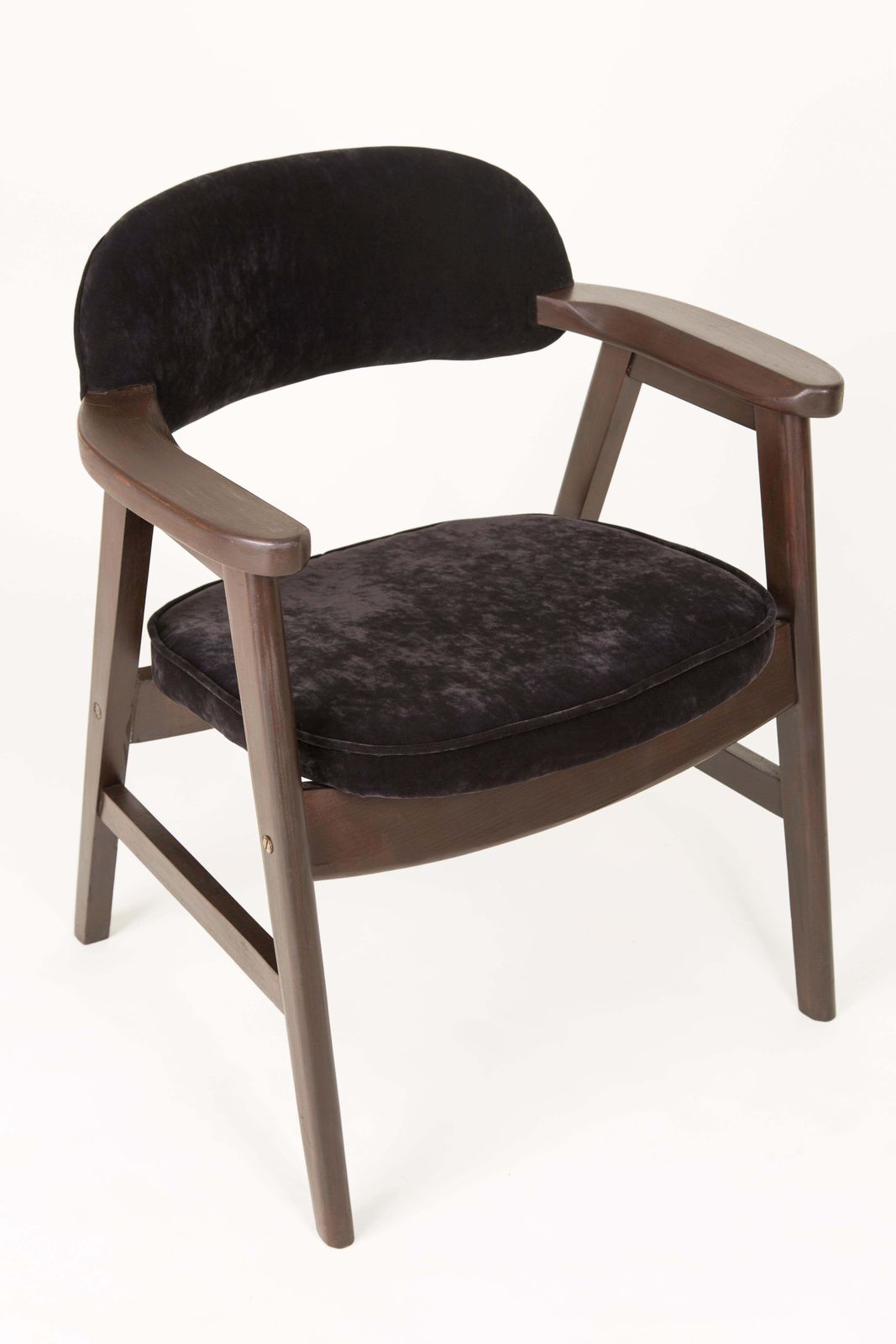 Set Of Four 20th Century Buffalo Black Wood And Velvet Chairs, 1960s photo vinterior