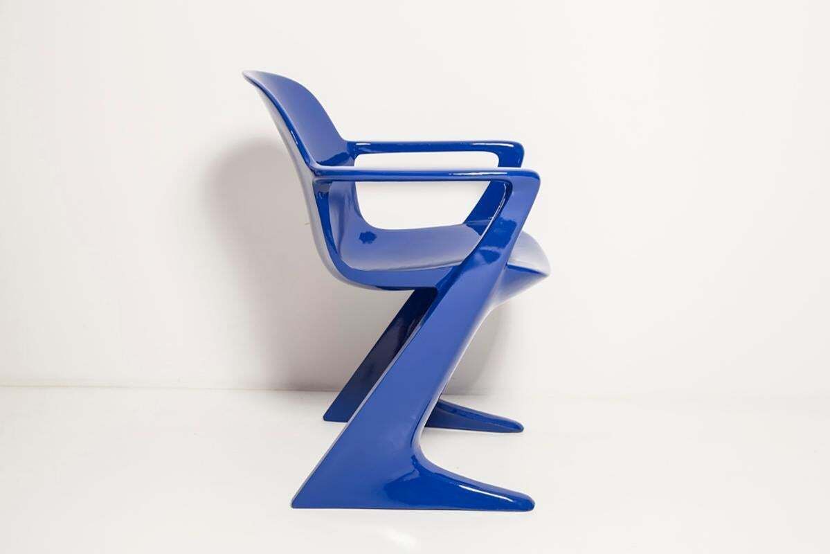 Midcentury Beige And Blue Kangaroo Chairs And Table Ernst Moeckl, Germany, 1968 photo for sale