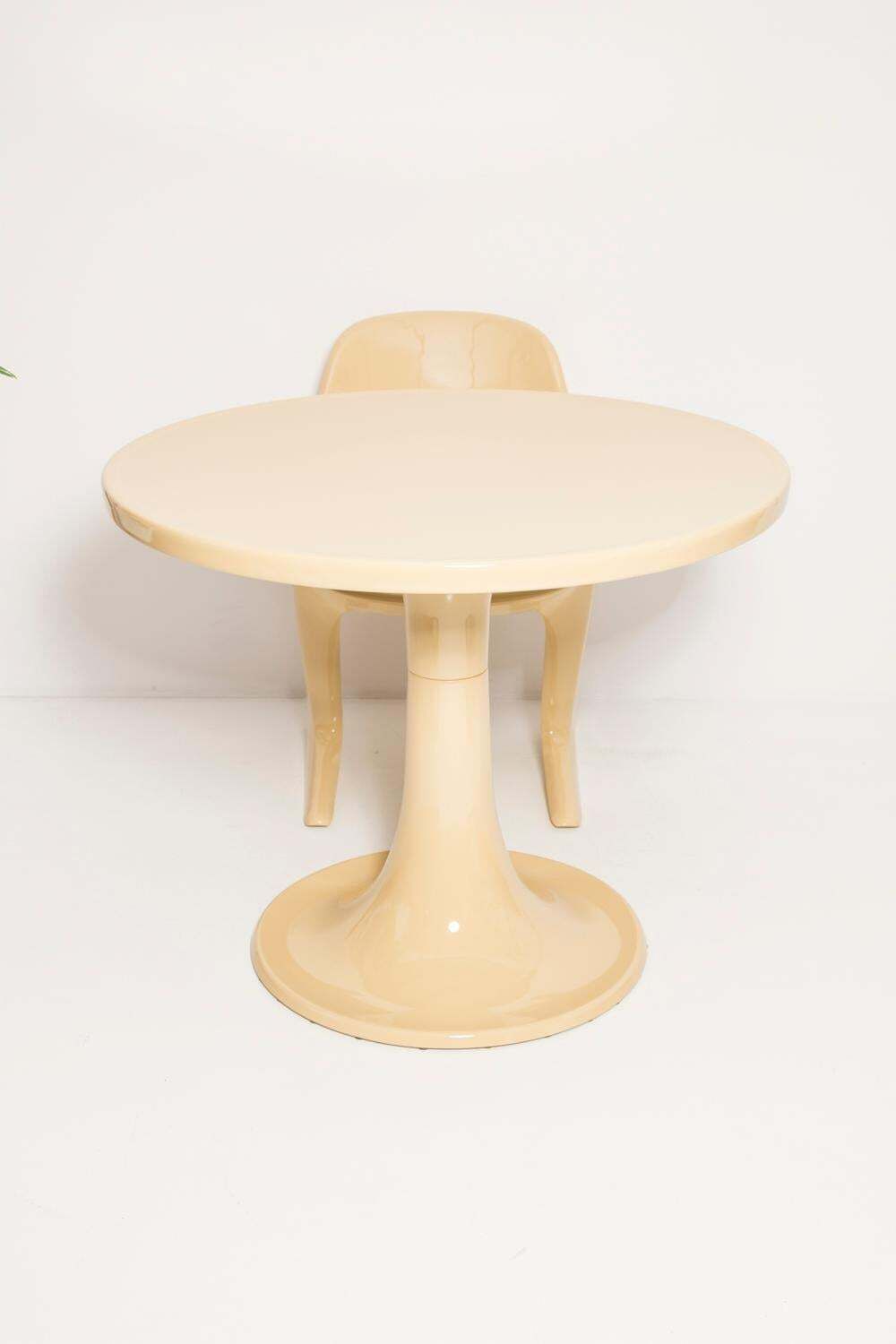 Midcentury Beige And Blue Kangaroo Chairs And Table Ernst Moeckl, Germany, 1968 photo vinterior