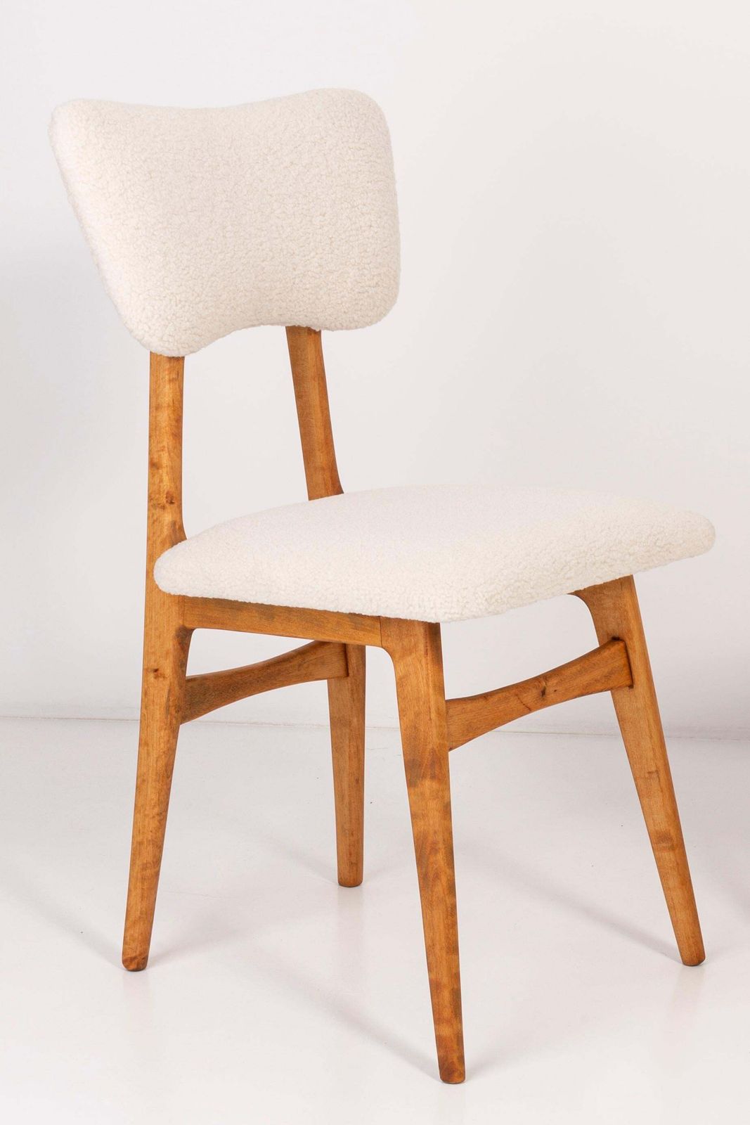 4252.0 Set Of Ten 20th Century Light Crème Boucle Chairs, 1960s photo