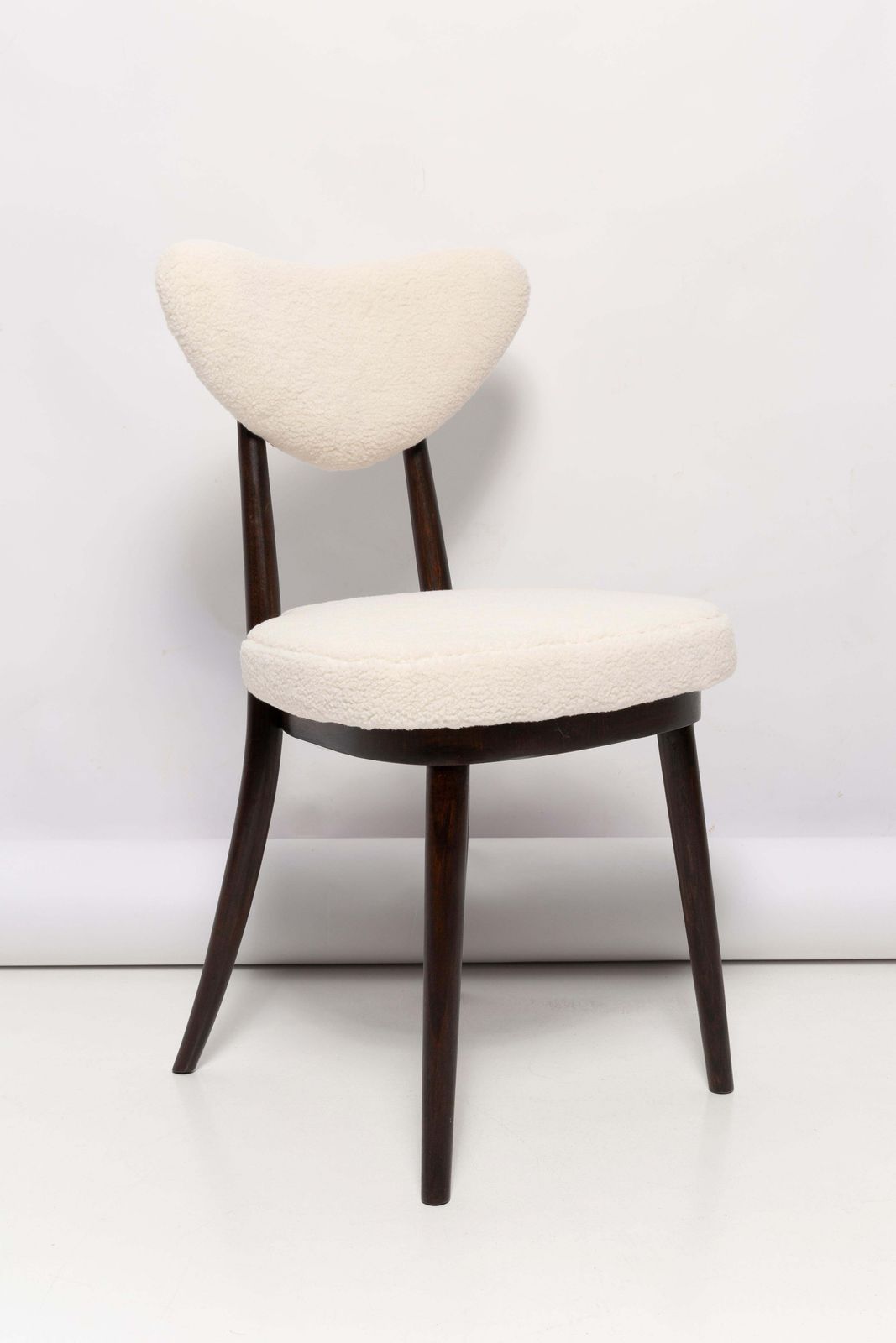 Set Of Eight Light Boucle Heart Chairs, Poland, 1960s photo furniture