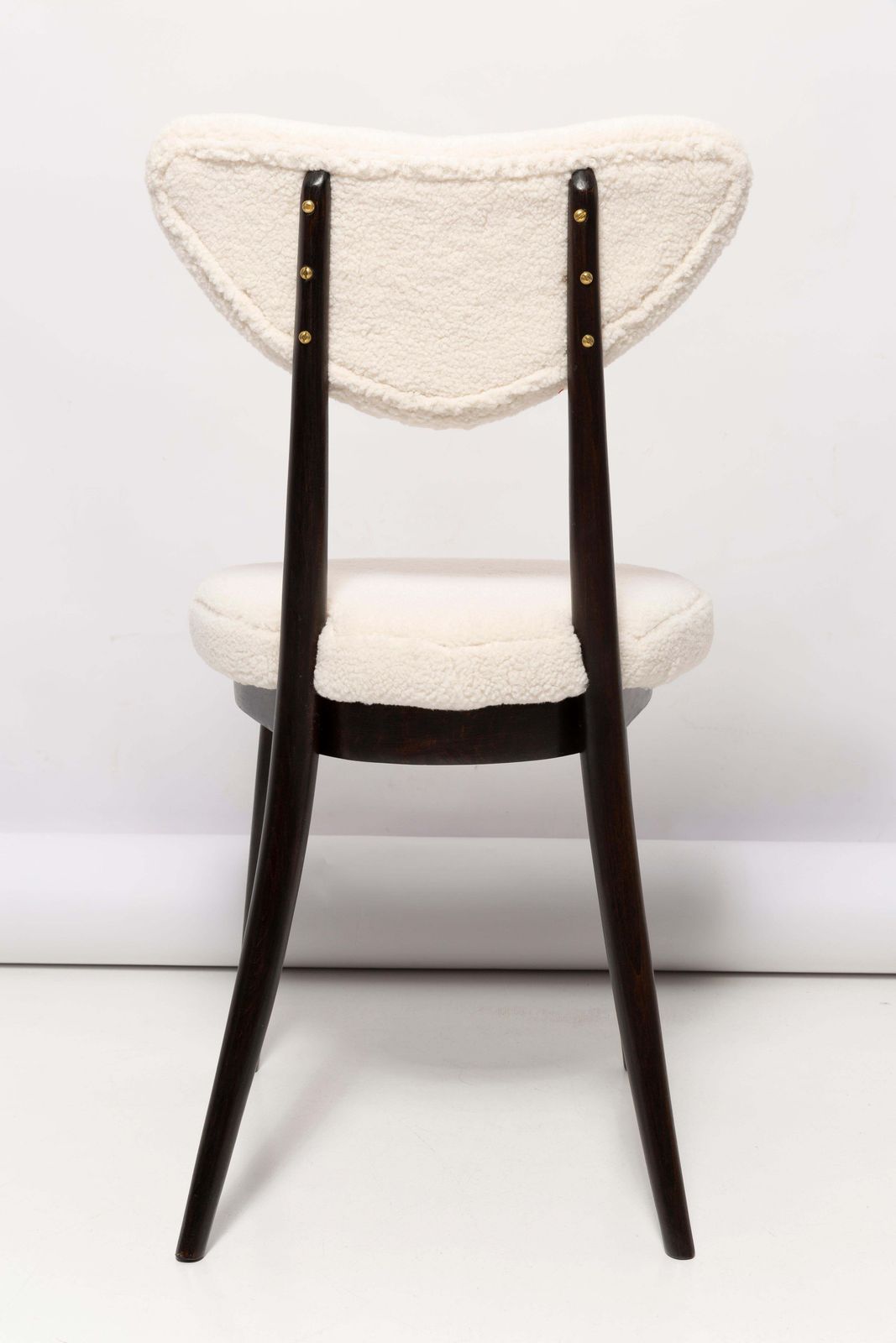Set Of Eight Light Boucle Heart Chairs, Poland, 1960s photo vintage