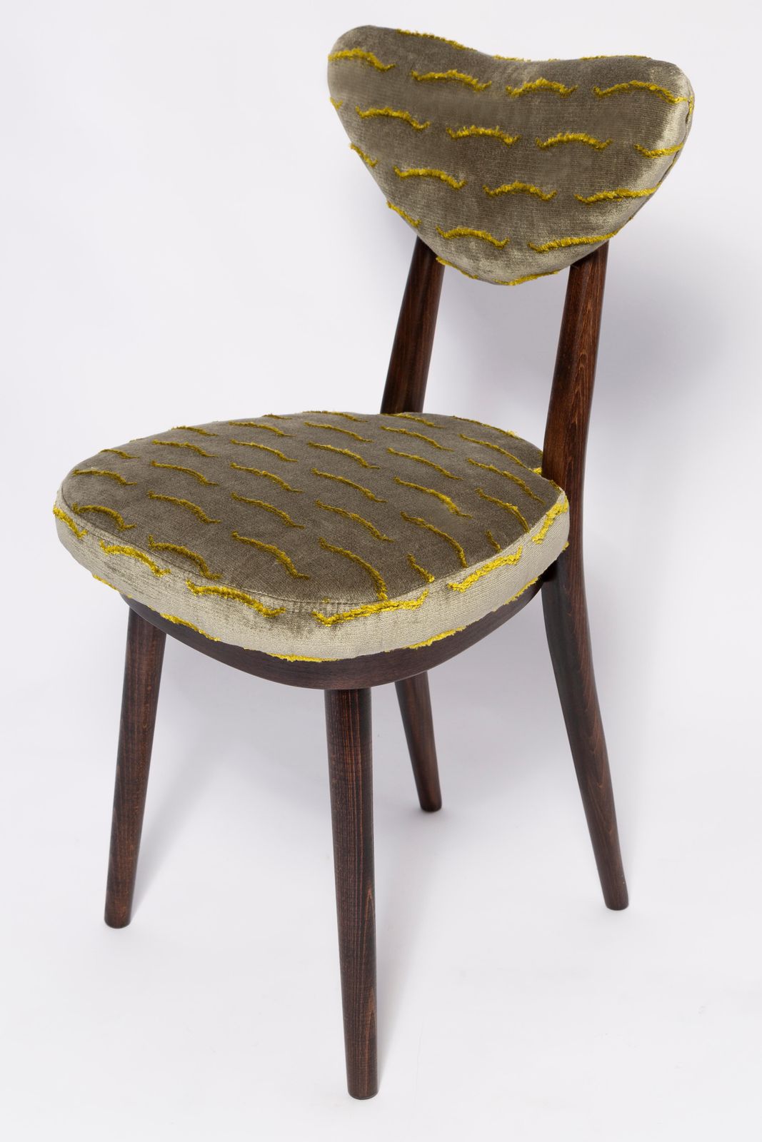 Twelve Mid Century Heart Chairs In Nouvelles Vagues Green Velvet, Europe, 1960s photo vintage