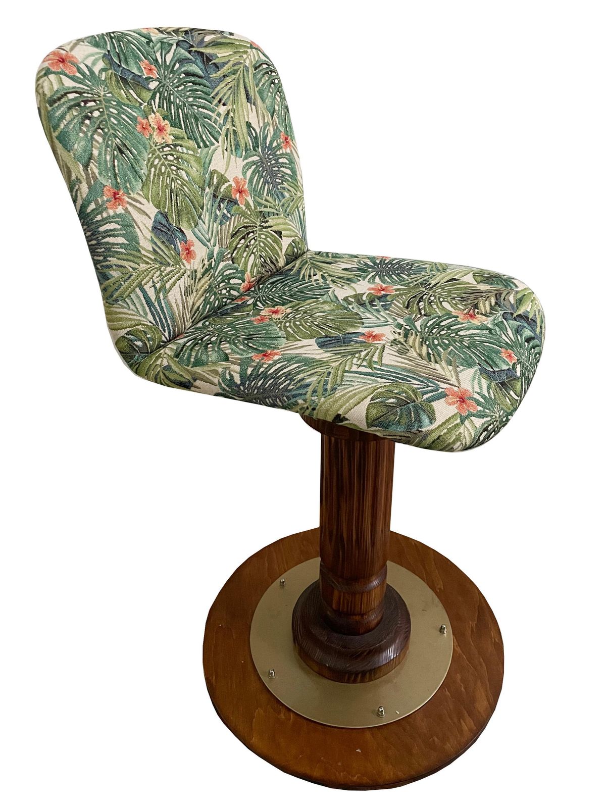 Set Of Eight Vintage Flowers And Wood Swivel Bar Stools, Germany, 1960s photo for sale