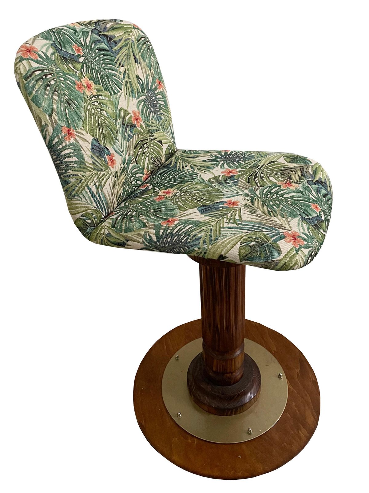Set Of Eight Vintage Flowers And Wood Swivel Bar Stools, Germany, 1960s photo Furniture