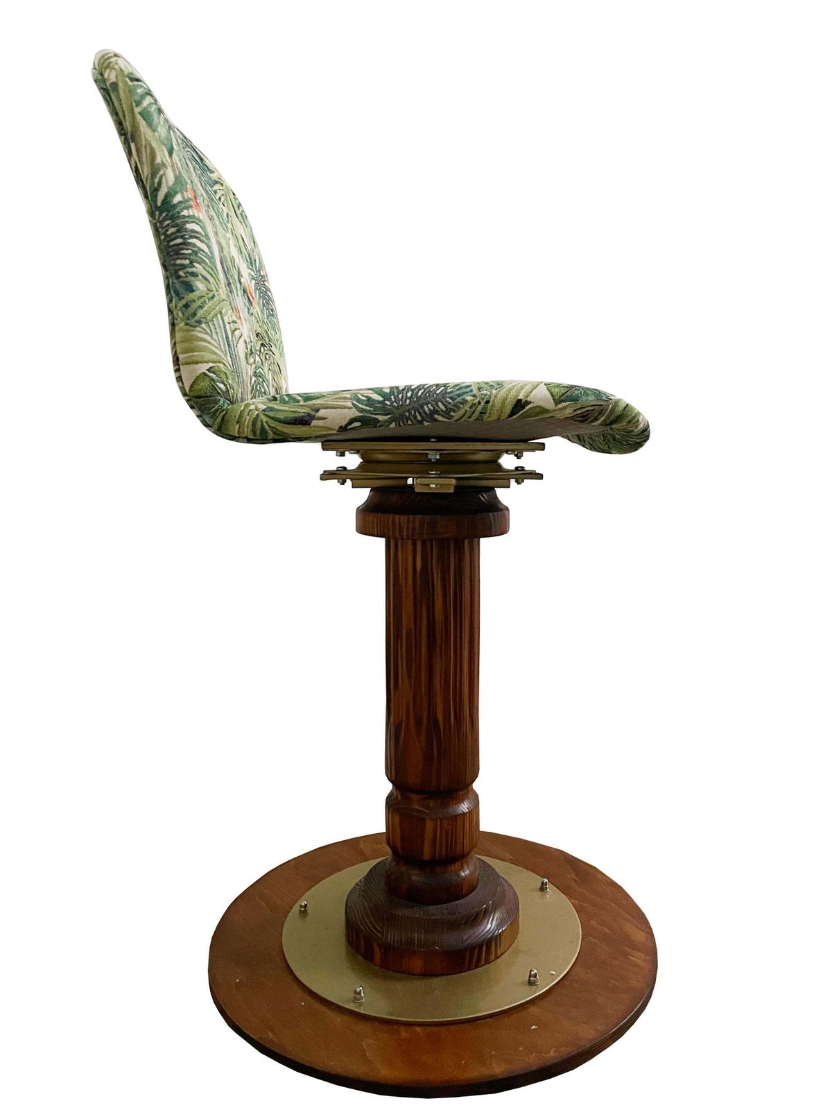Set Of Eight Vintage Flowers And Wood Swivel Bar Stools, Germany, 1960s photo 8164.0