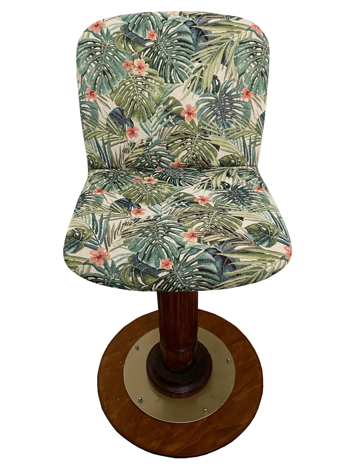 photo for sale Set Of Eight Vintage Flowers And Wood Swivel Bar Stools, Germany, 1960s