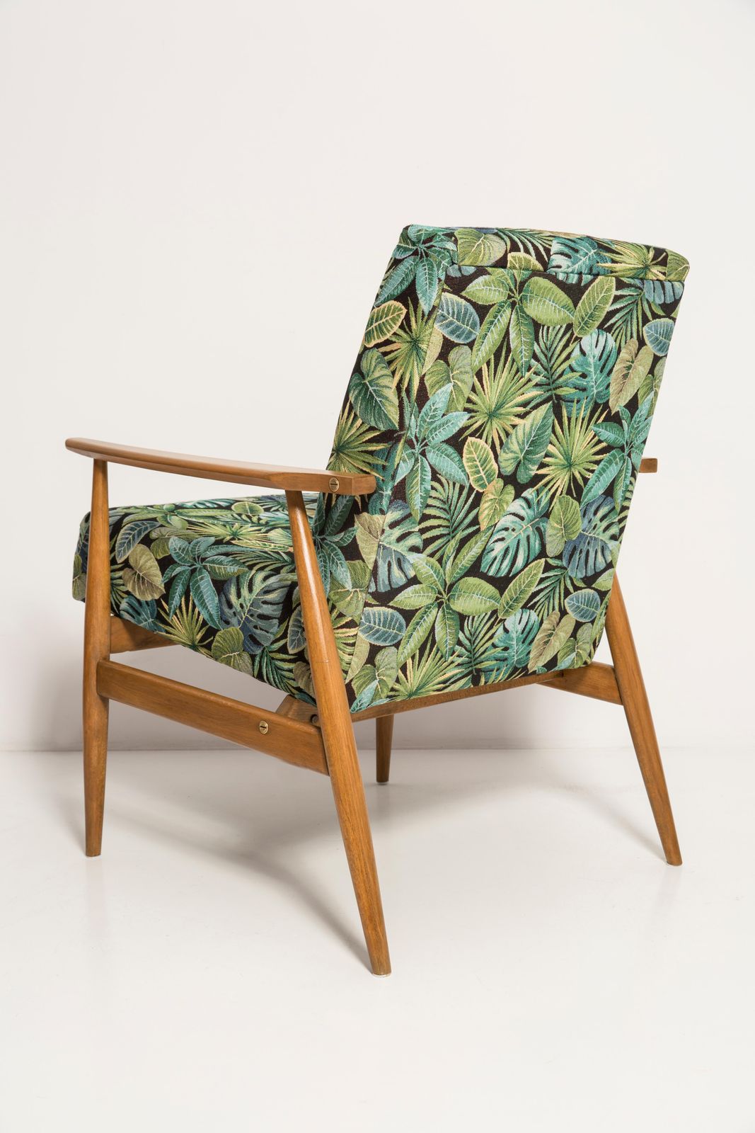 photo vintage Mid Century Green Leaves Jacquard Dante Armchair, H. Lis, 1960s