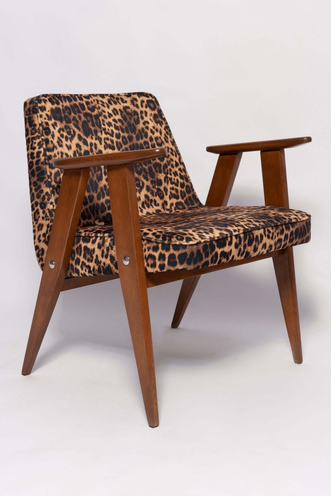 Mid Century 366 Armchair In Leopard Print Velvet, Jozef Chierowski, Europe 1960s photo for sale