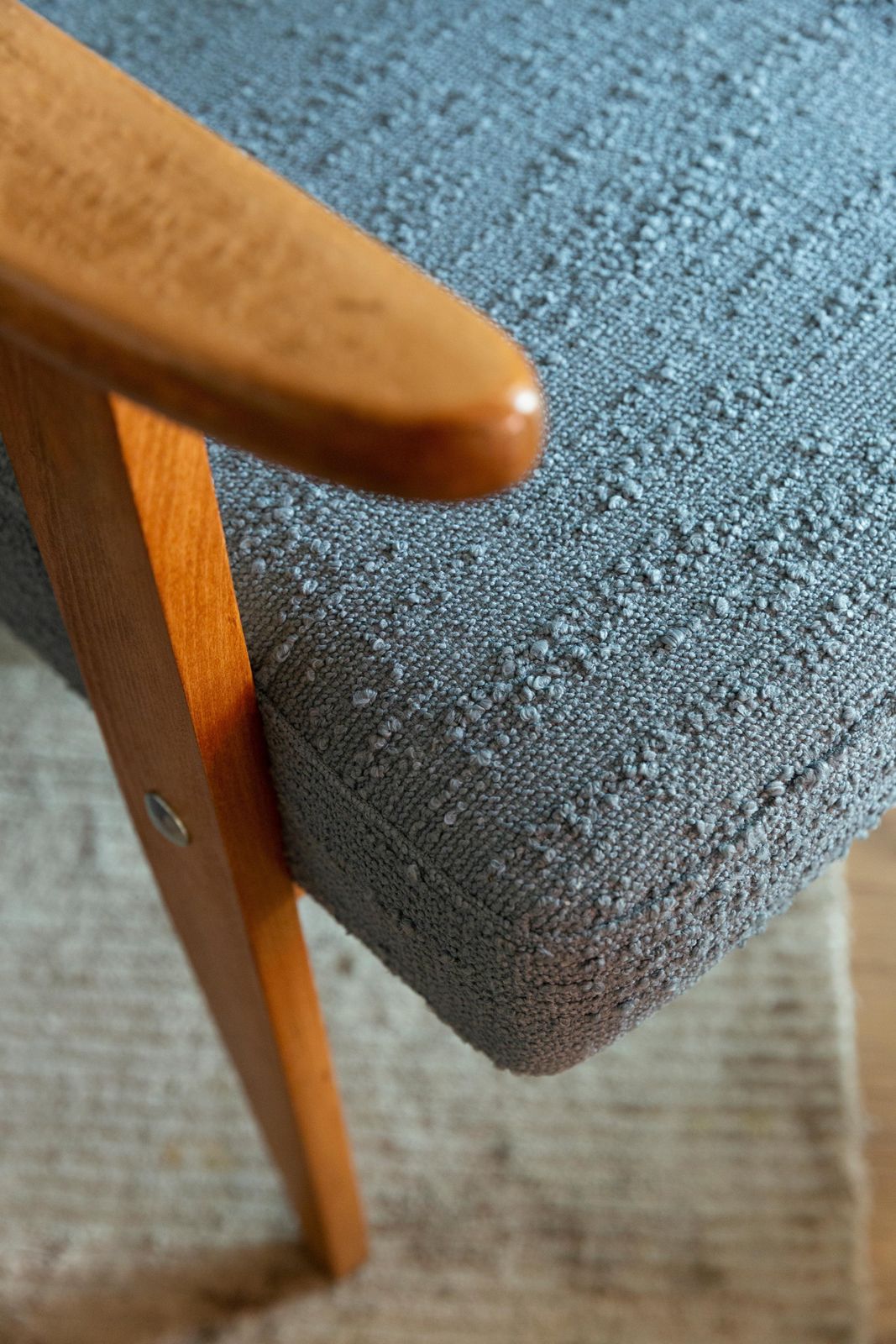 Pair Of Midcentury 366 Club Armchairs In Gray Blue Boucle, Europe, 1960s photo 2041.0