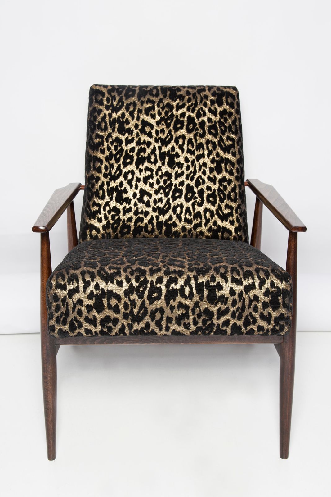 Furniture Pair Of Mid Century Leopard Print Velvet Dante Armchairs, H. Lis, Europe, 1960s photo