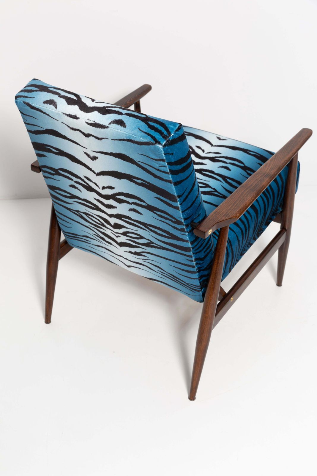 photo furniture Set Of Two Midcentury Blue Zebra Print Velvet Dante Armchairs, H. Lis, 1960s