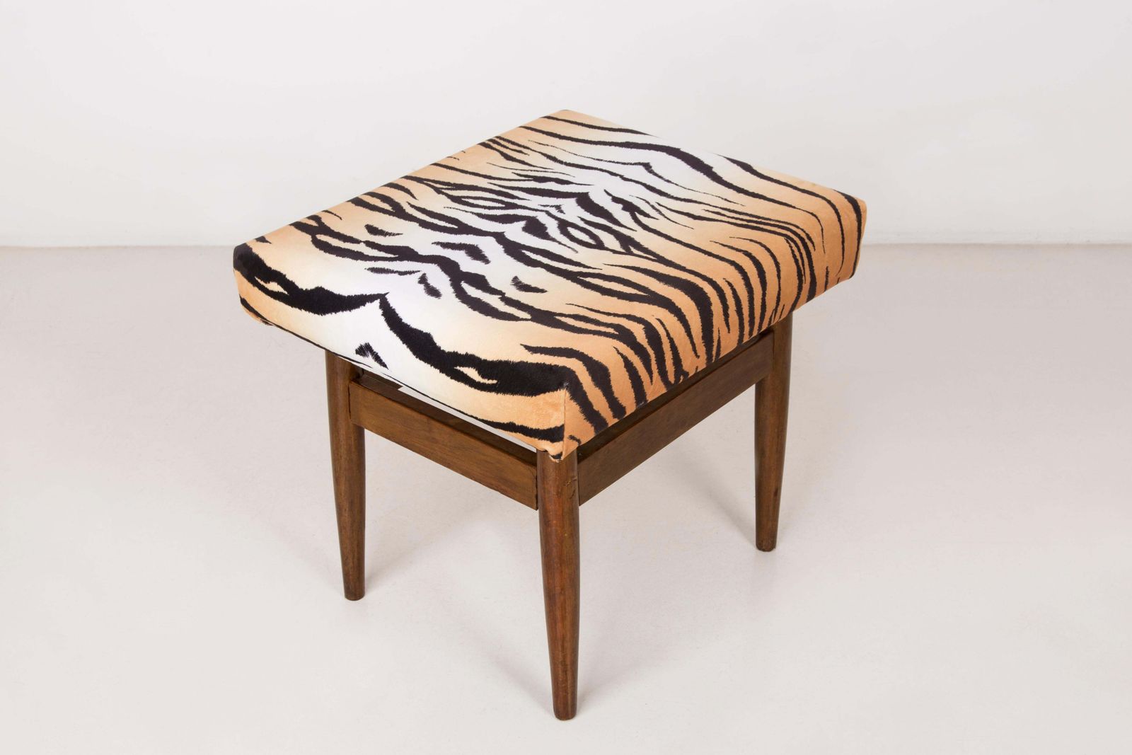 1871.0 Mid Century Modern Tiger Print Armchair And Stool, 1960s, Germany photo
