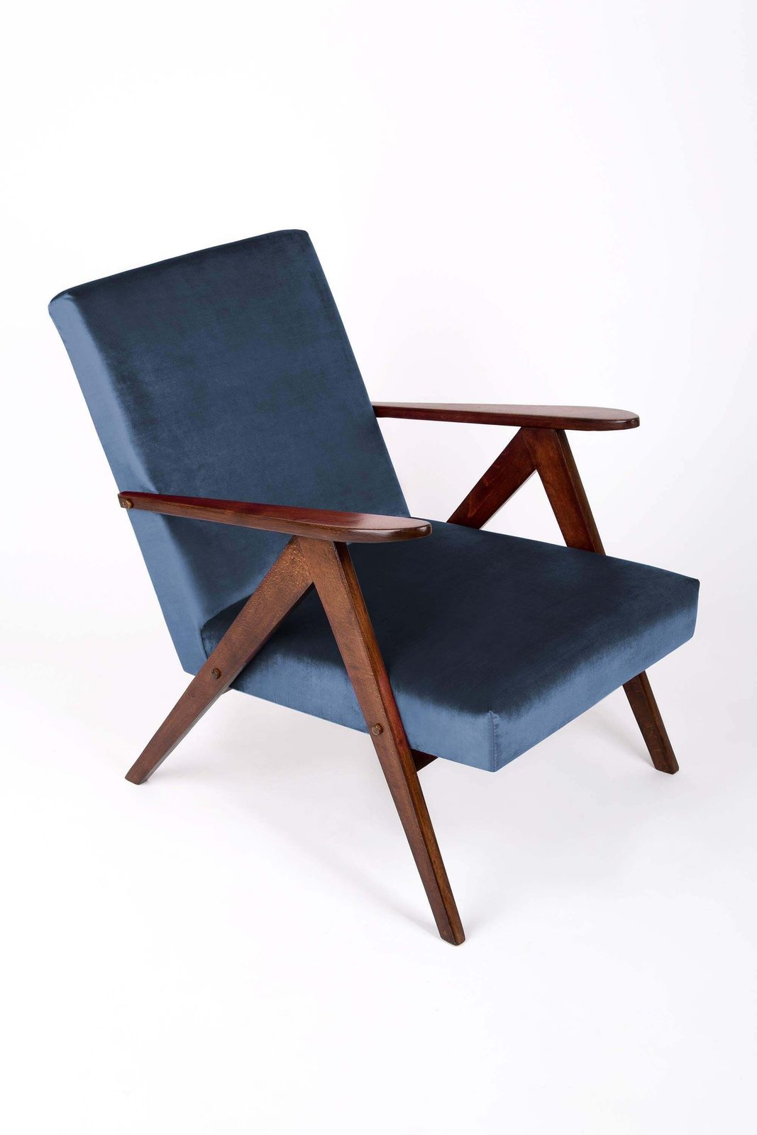 Pair Of Mid Century Modern Navy Blue Armchairs, 1960s photo furniture
