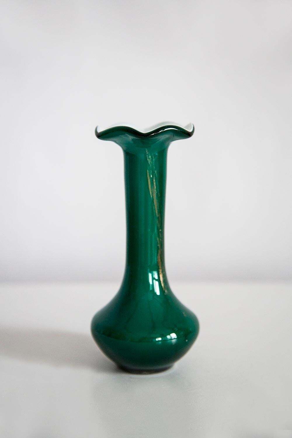 Mid Century Small Green Decorative Glass Vase, Europe, 1960s photo furniture