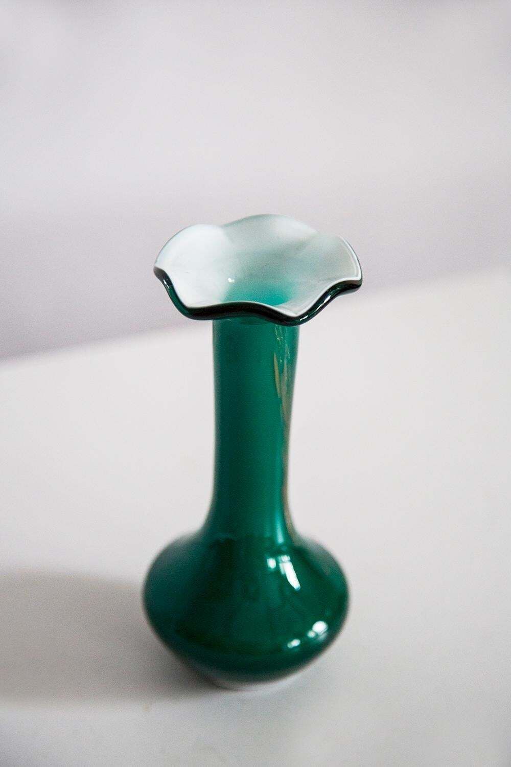 Mid Century Small Green Decorative Glass Vase, Europe, 1960s photo Home Decor
