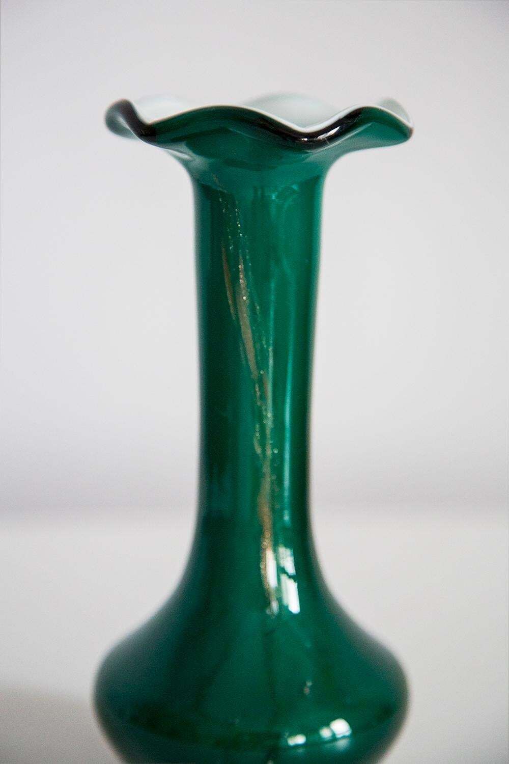 Mid Century Small Green Decorative Glass Vase, Europe, 1960s photo vinterior