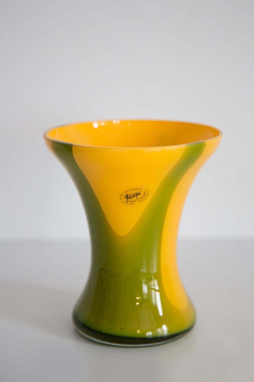 Mid Century Green And Yellow Hand Made Artistic Vase, Europe, 1960s photo Home Decor
