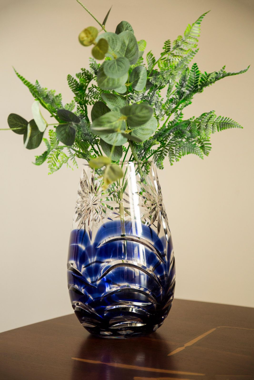Mid Century Vintage Transparent And Blue Crystal Vase, Italy, 1960s photo furniture