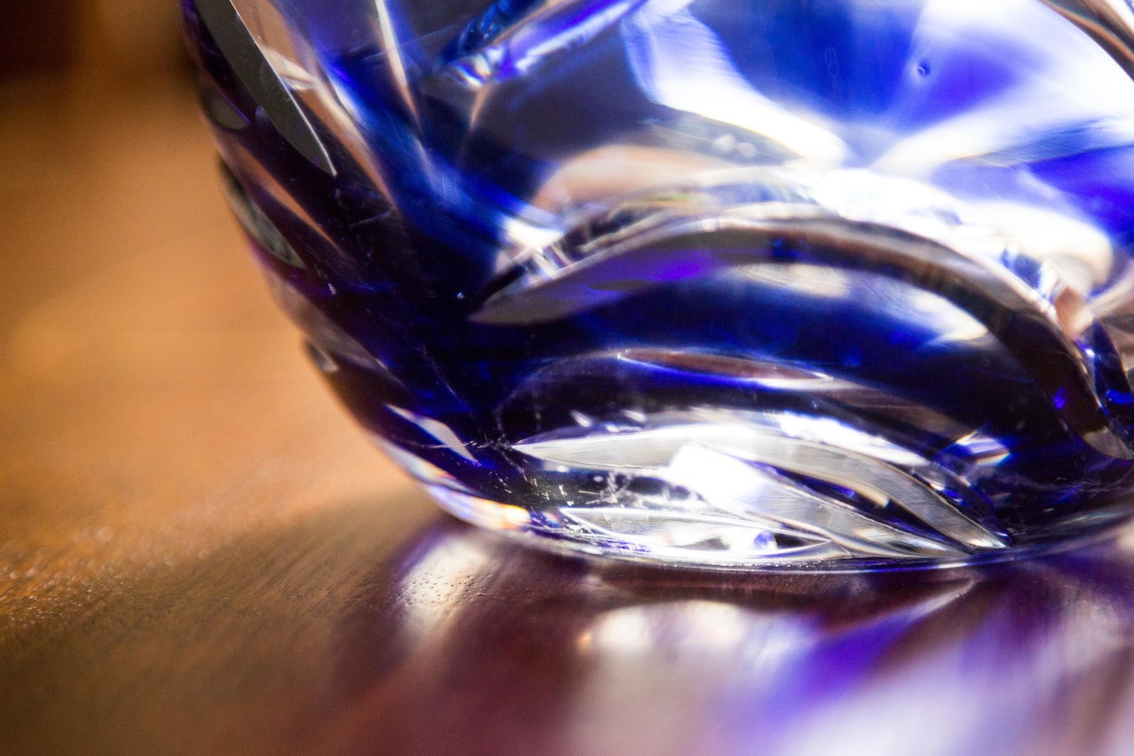 Mid Century Vintage Transparent And Blue Crystal Vase, Italy, 1960s photo vinterior