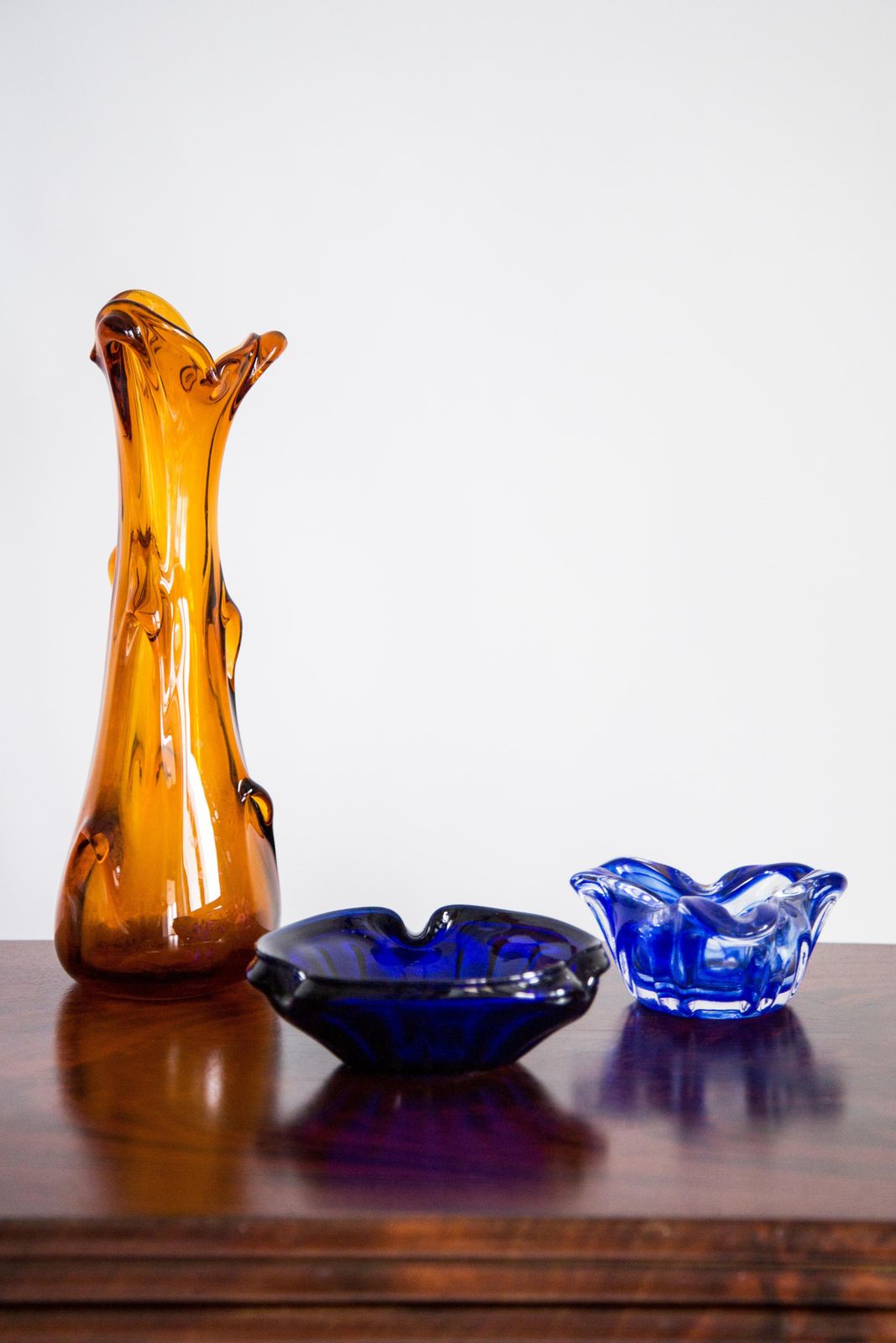 Mid Century Artistic Glass Yellow Vase, Tarnowiec, Sulczan, Europe, 1970s photo for sale