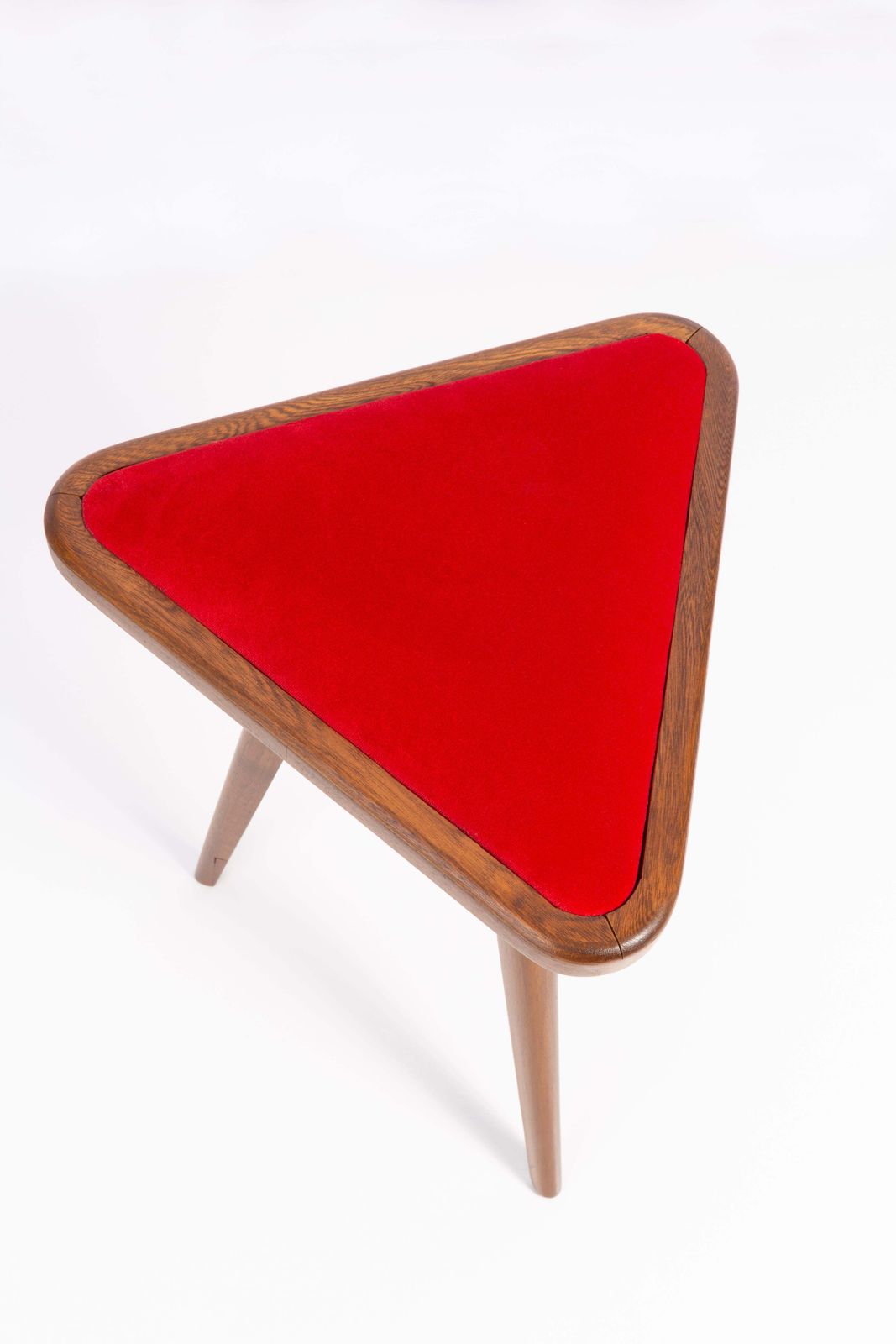 Set Of Two Red Velvet 20th Century Triangle Stools, Europe, 1960s photo 510.0