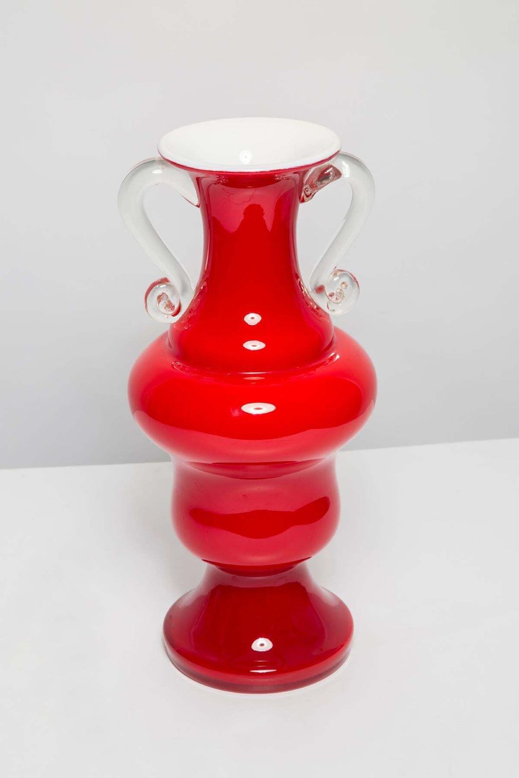 Mid Century Vintage Artistic Glass Red Vase Big, Europe, 1970s photo vinterior