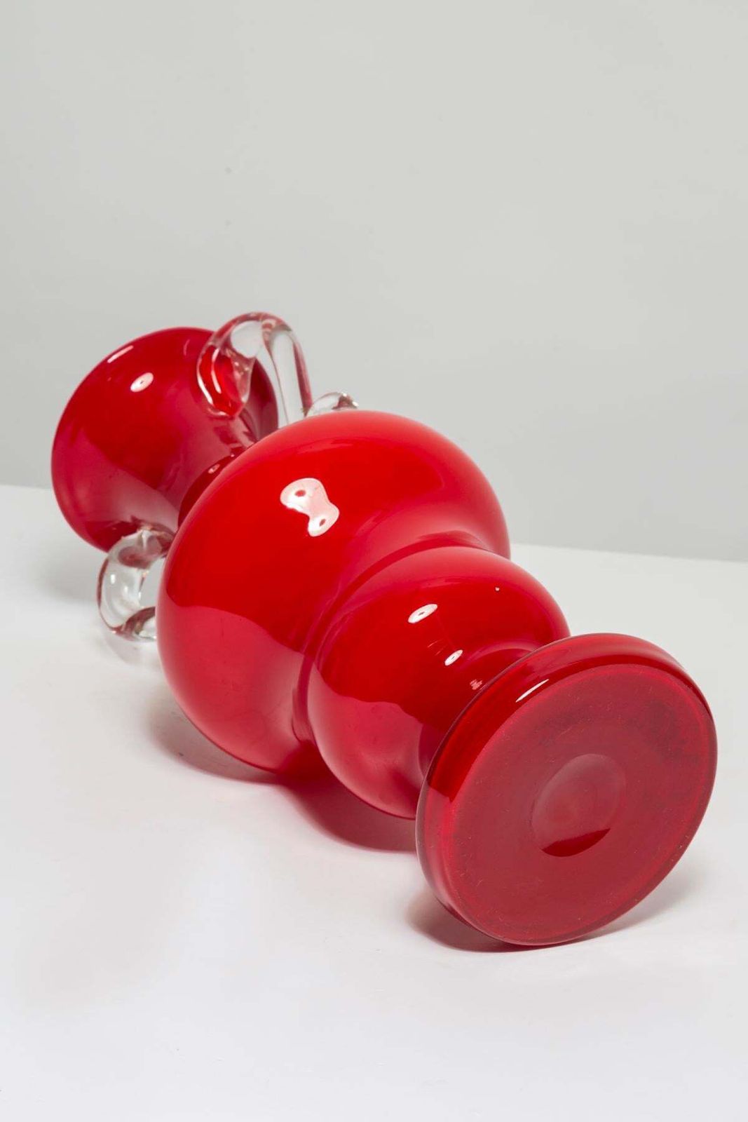 281.0 Mid Century Vintage Artistic Glass Red Vase Big, Europe, 1970s photo