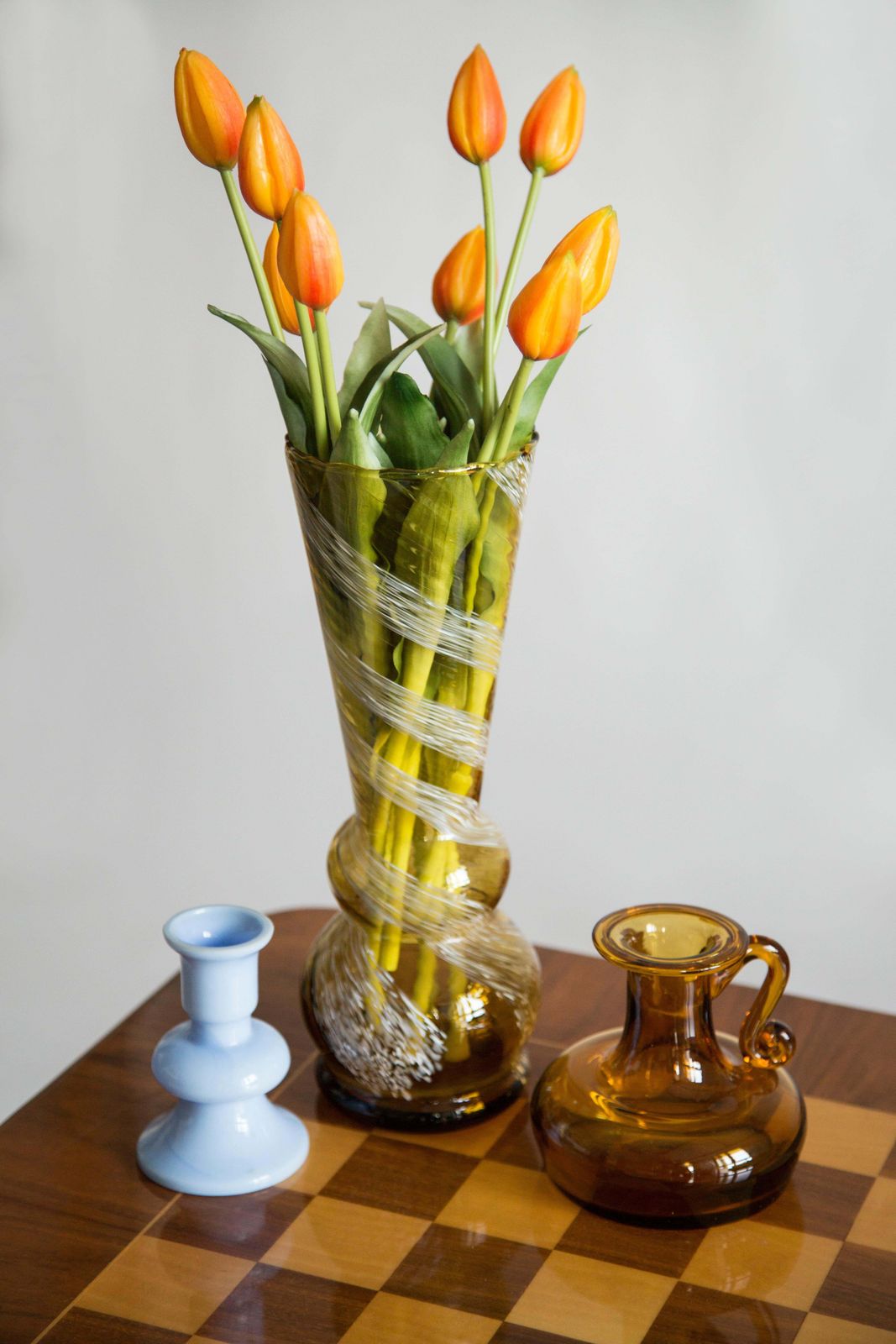 Mid Century Artistic Glass Yellow Vase, Tarnowiec, Sulczan, Europe, 1970s photo for sale