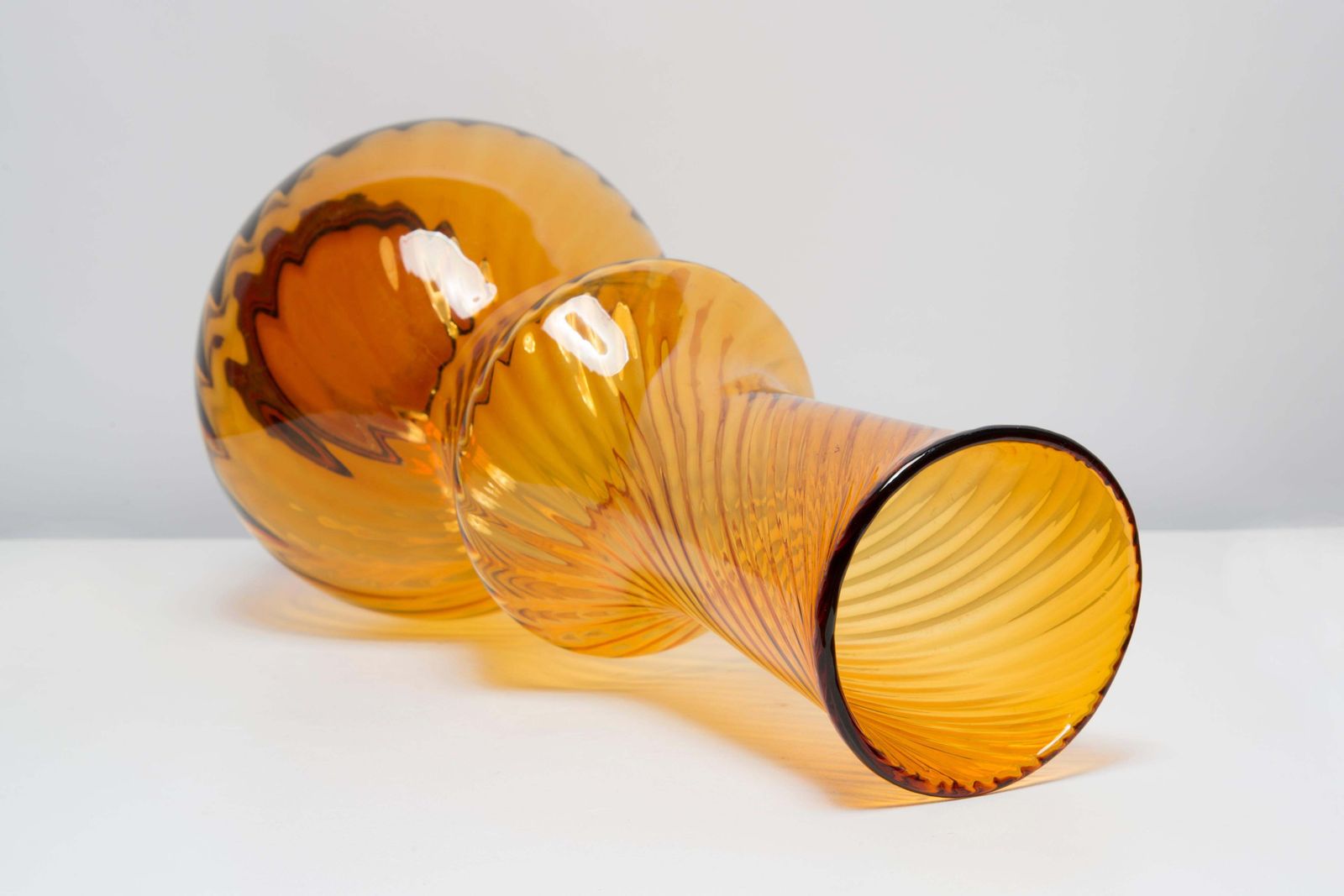 Mid Century Artistic Glass Yellow Vase, Tarnowiec, Sulczan, Europe, 1970s photo buy
