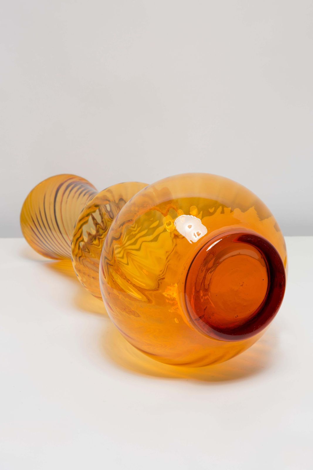 photo furniture Mid Century Artistic Glass Yellow Vase, Tarnowiec, Sulczan, Europe, 1970s